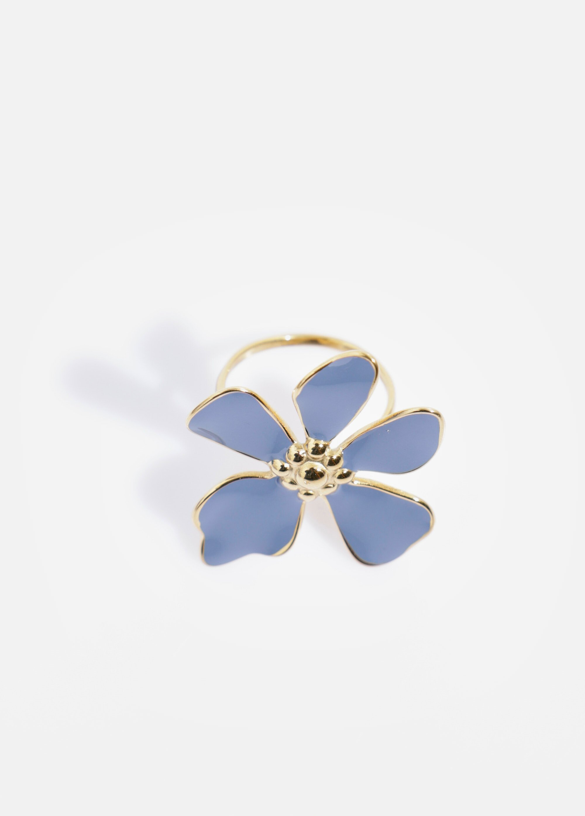 Bague acier inoxydable motif fleur azur Doré AE-BA812570 DE1