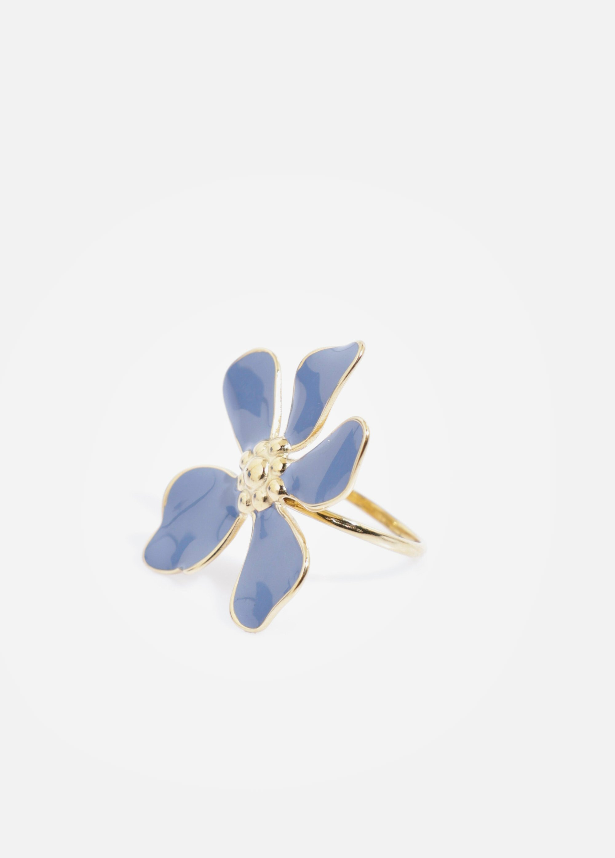 Bague acier inoxydable motif fleur azur Doré AE-BA812570 FA1