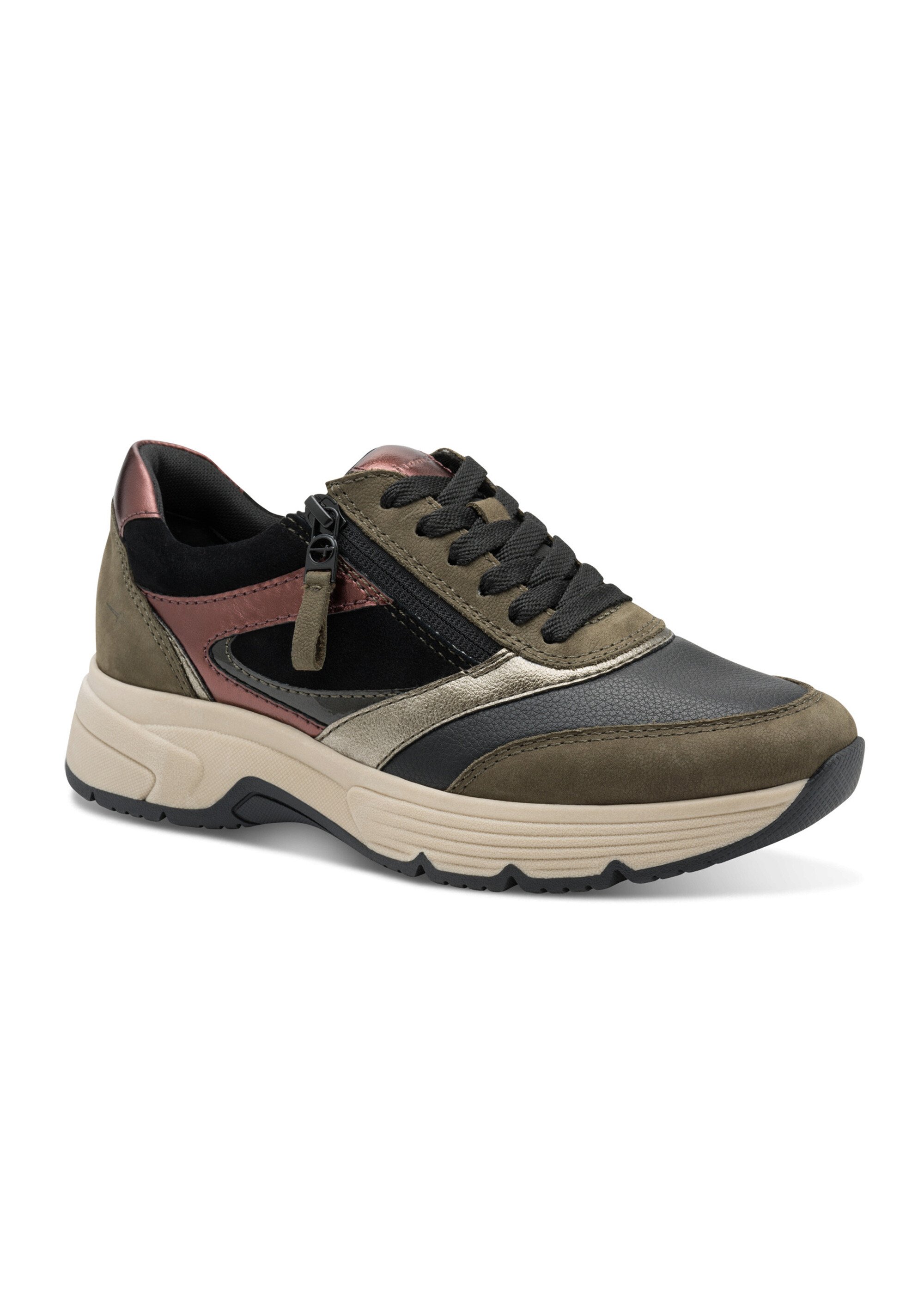 Baskets compensées à lacets, style sportif Femme Vert TAM88370545 FA1