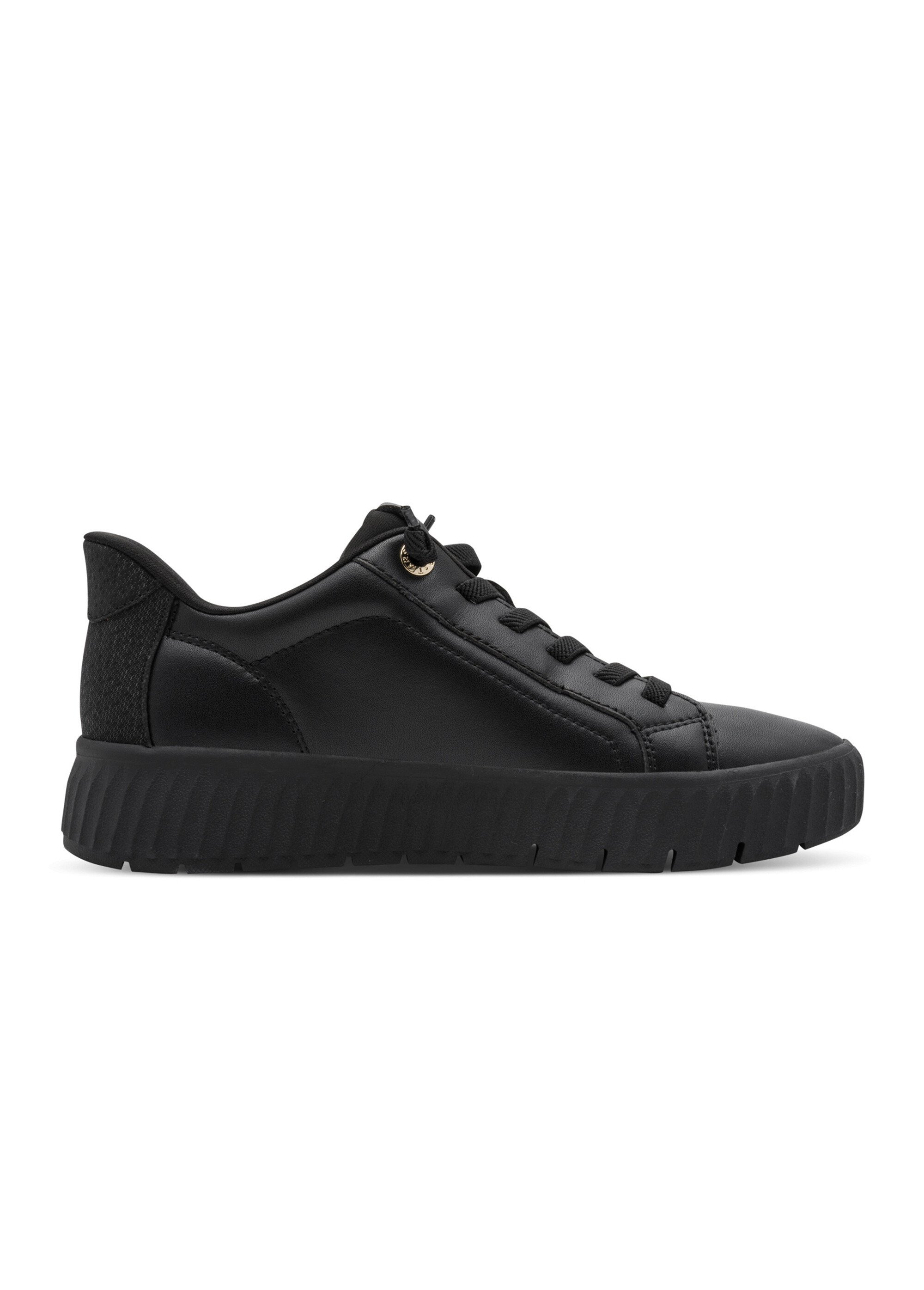 Baskets cuir à lacets, semelle épaisse Femme Noir TAM88372045 DR1