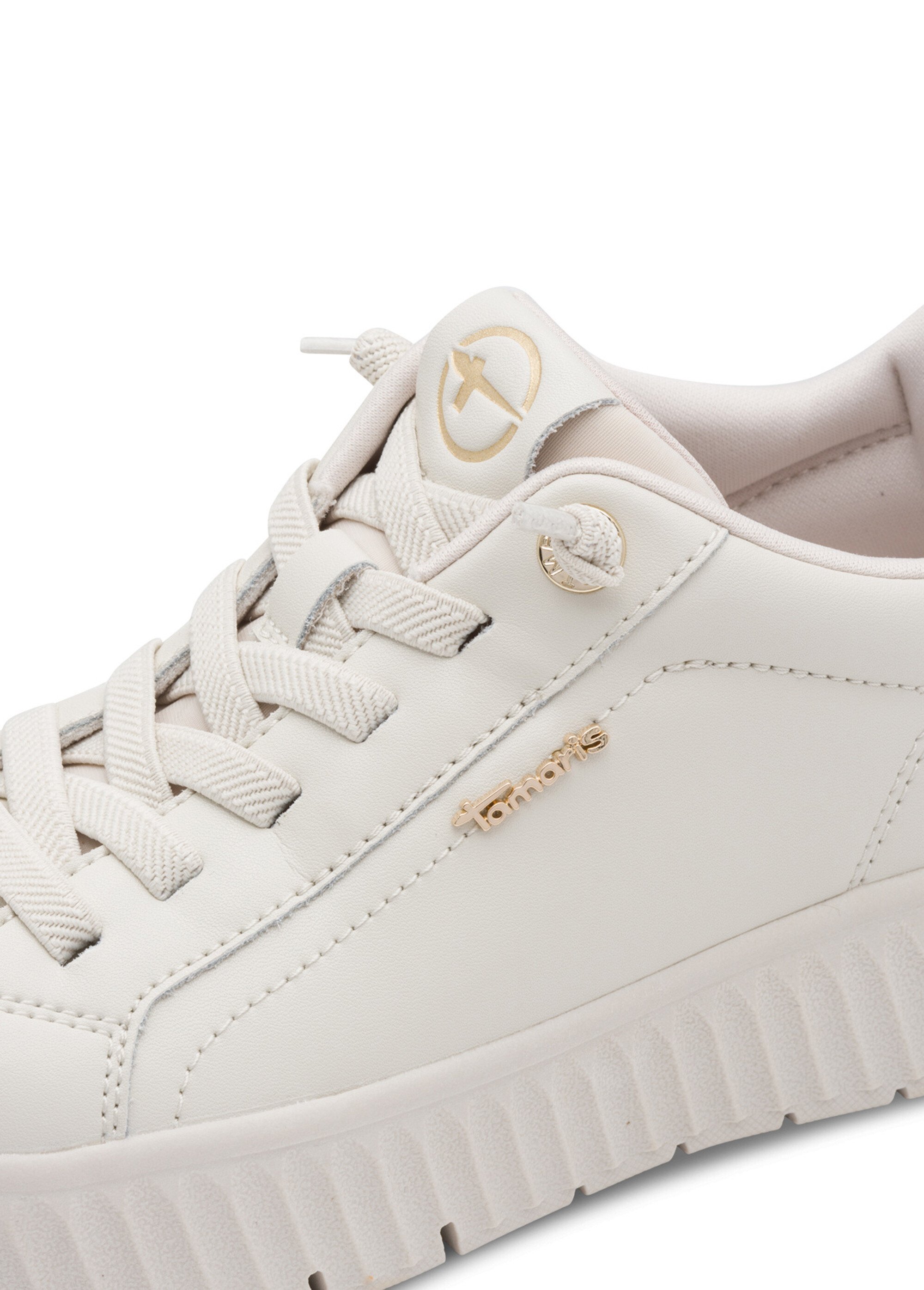 Baskets cuir à lacets, semelle épaisse Femme Blanc TAM88372045 DE1