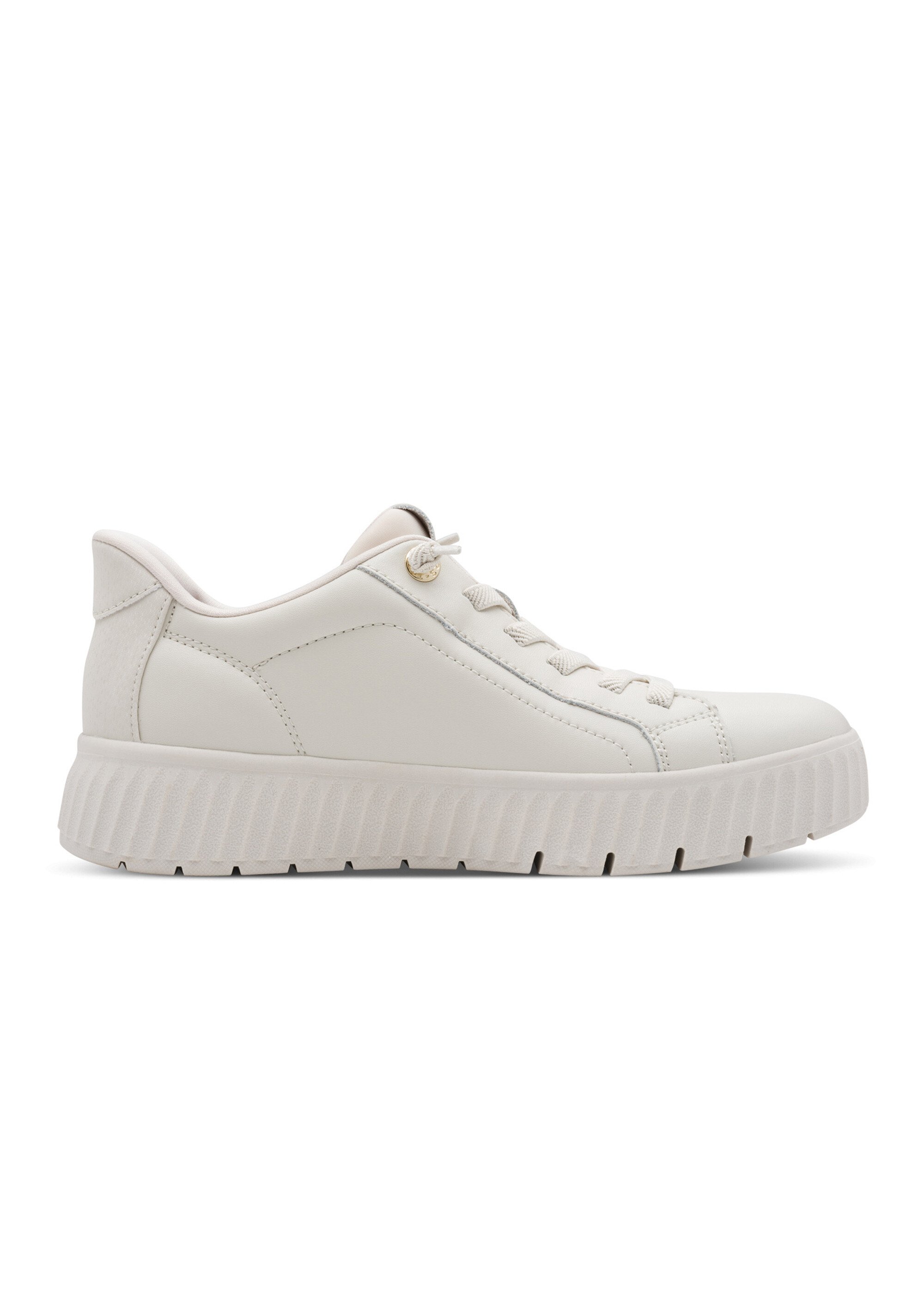 Baskets cuir à lacets, semelle épaisse Femme Blanc TAM88372045 DR1
