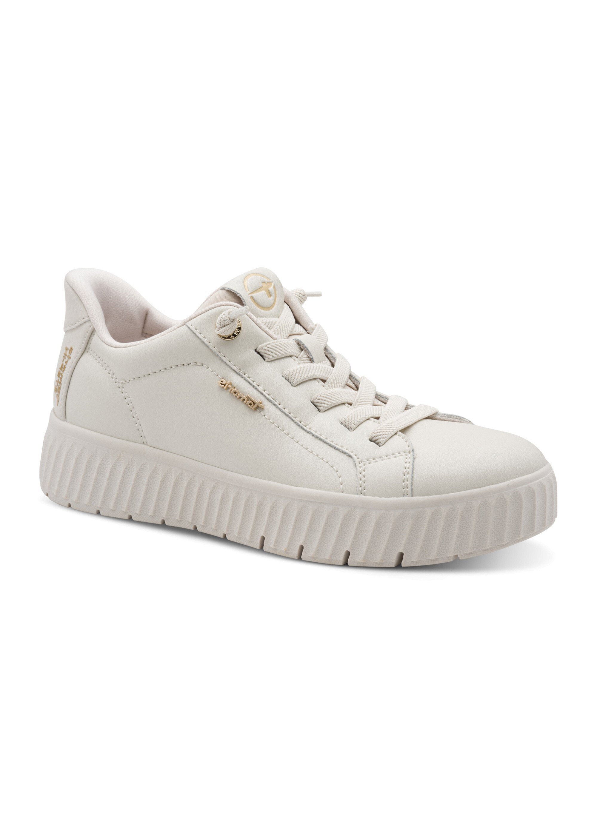 Baskets cuir à lacets, semelle épaisse Femme Blanc TAM88372045 FA1