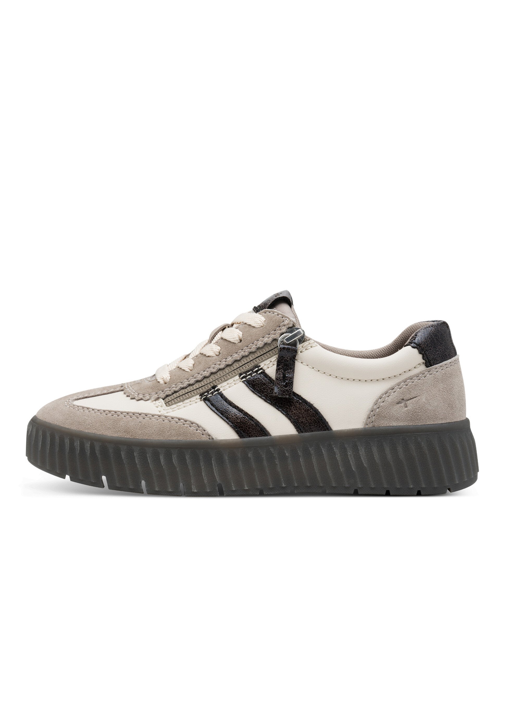 Baskets vintage en cuir, semelle épaisse Femme Gris TAM88372945 GA1