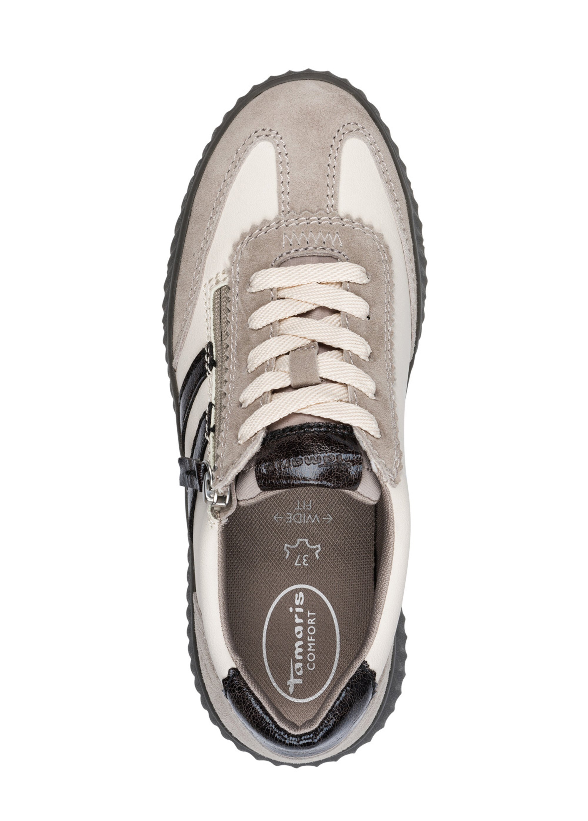 Baskets vintage en cuir, semelle épaisse Femme Gris TAM88372945 OV1