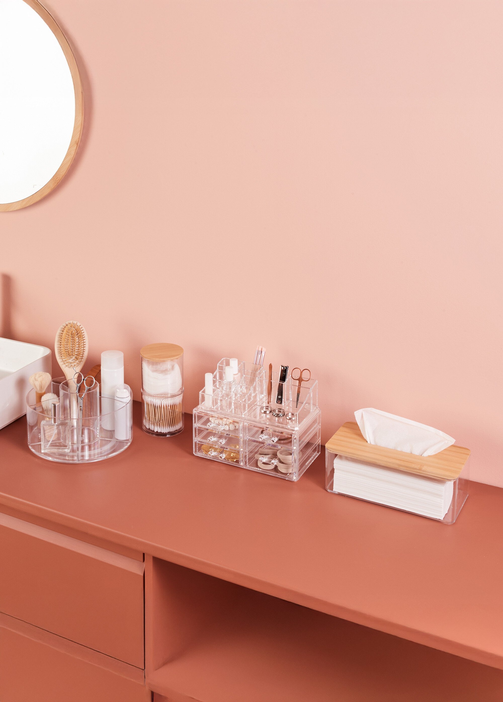 Boite à mouchoirs avec couvercle bambou TRANSPARENT ET BAMBOU JJA-174684 SI1