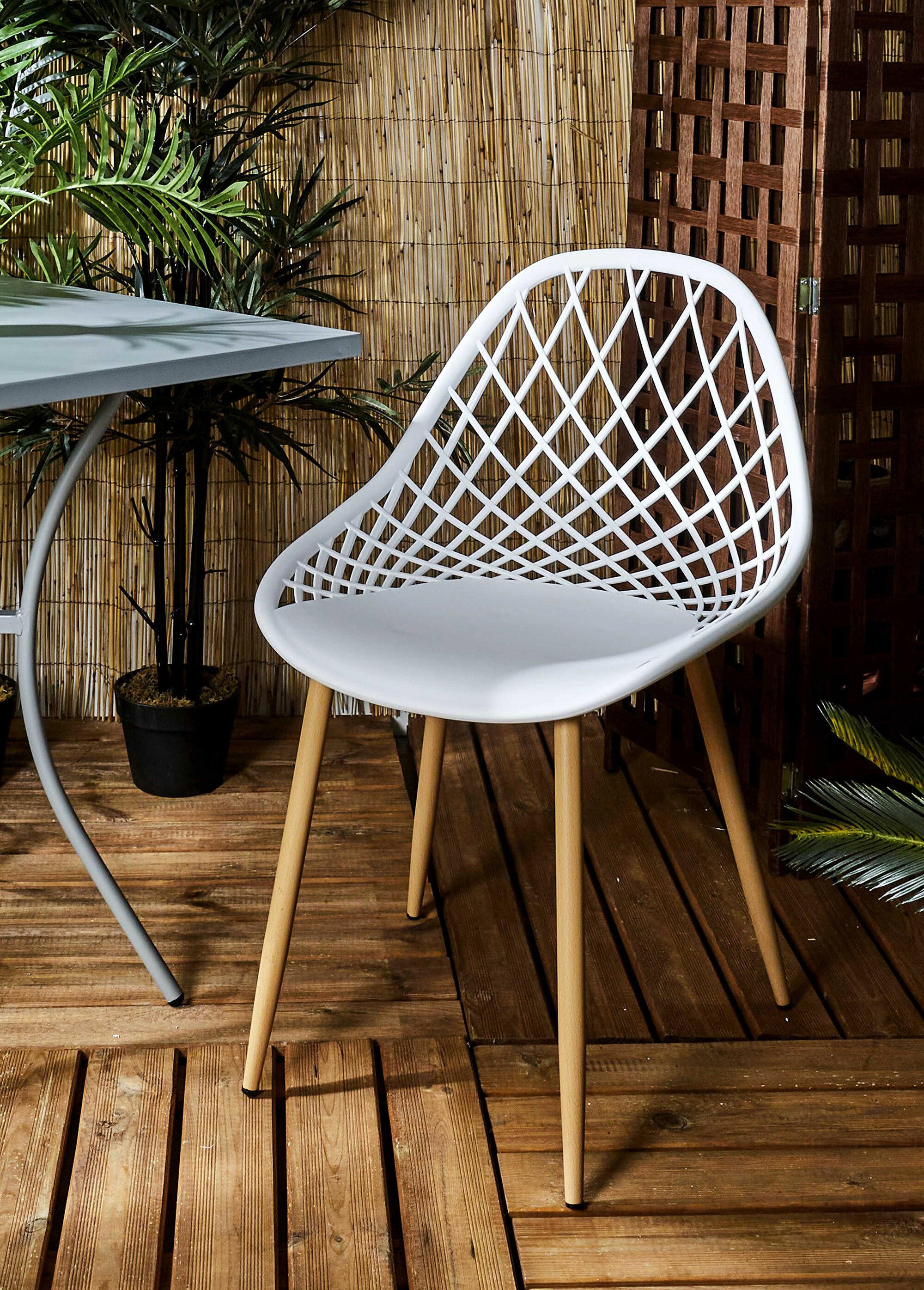 Chaise d'extérieur avec dossier alvéolé BLANC CMP-HDO2022A SI1