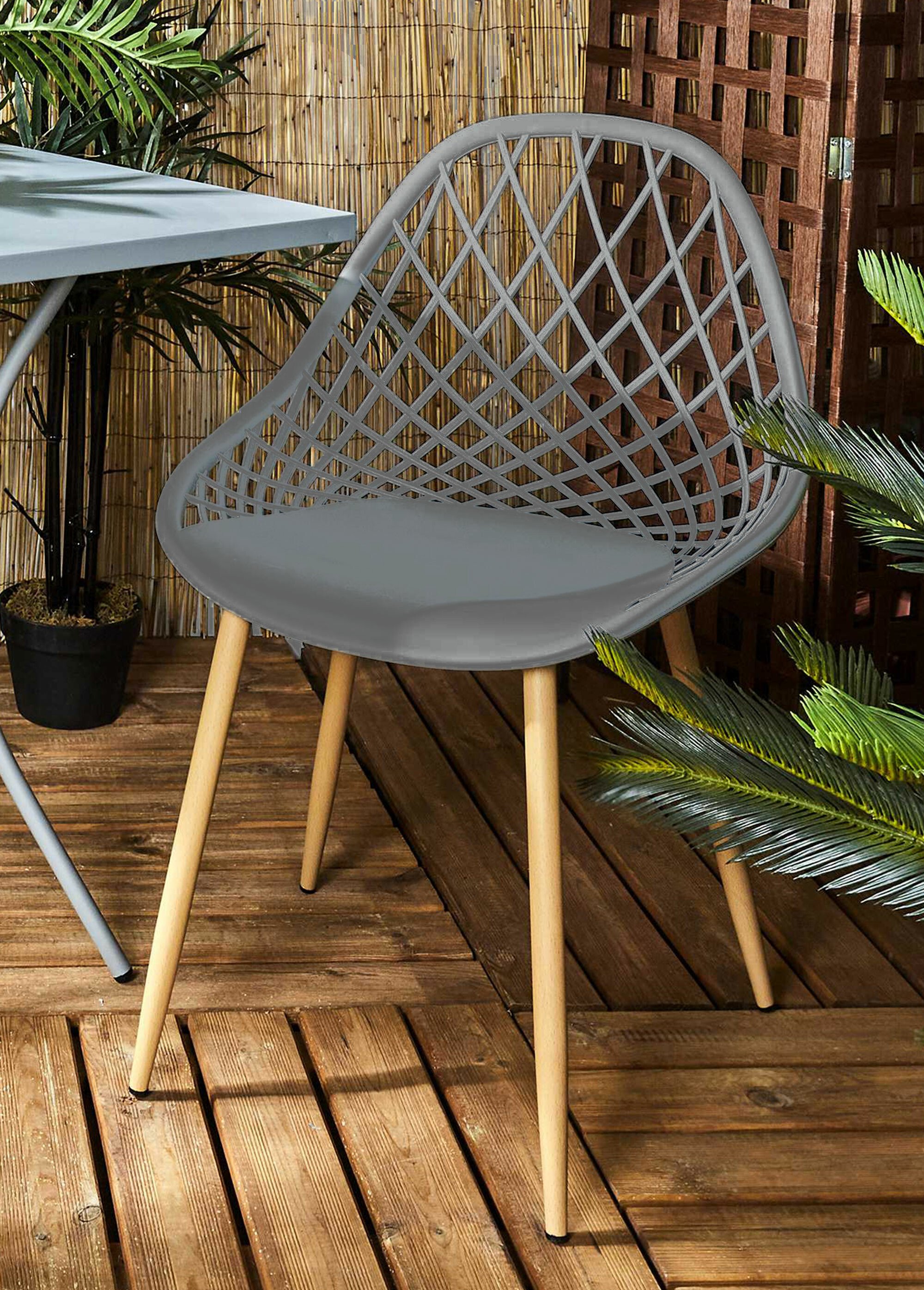 Chaise d'extérieur avec dossier alvéolé GRIS CMP-HDO2022A SI1