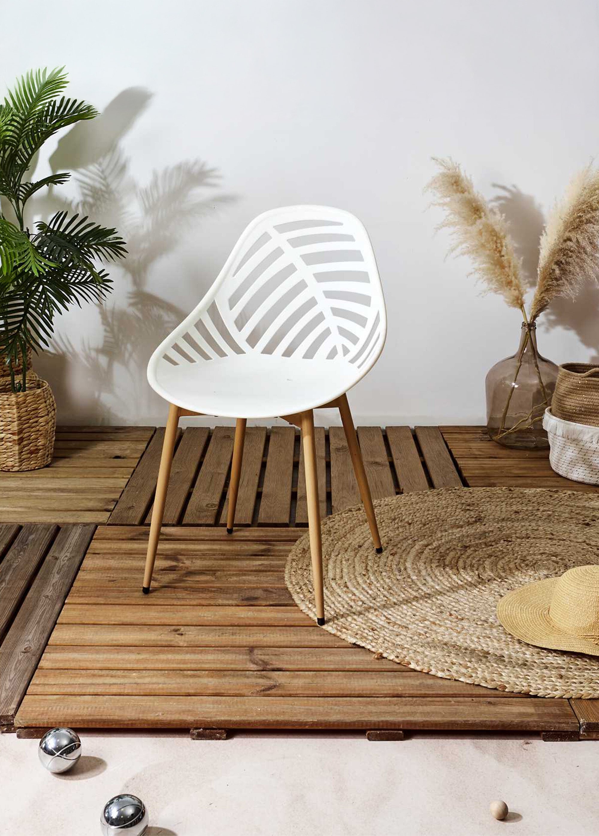 Chaises d'extérieur dossier fantaisie BLANC CMP-HDO0335 SI1