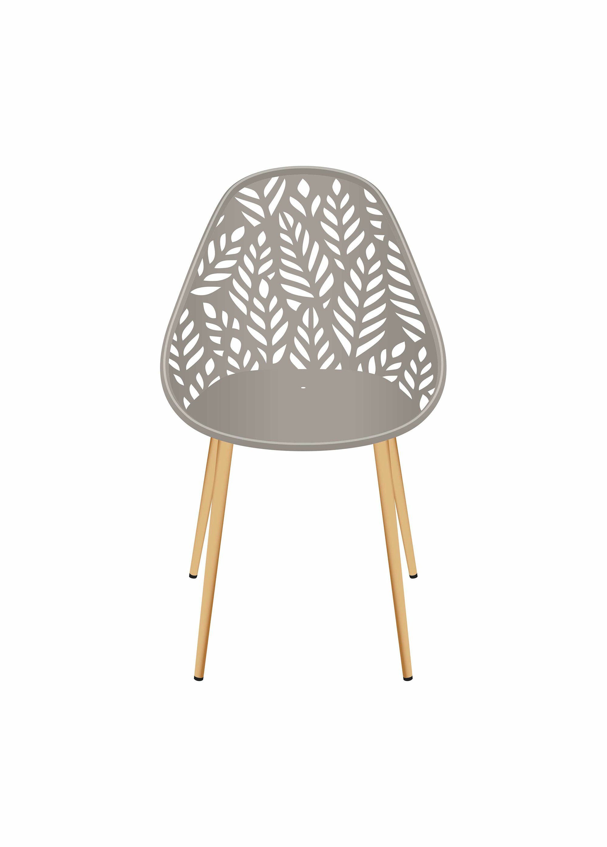 Chaise d'extérieur dossier feuilles MARRON CMP-HDO0332 DE1