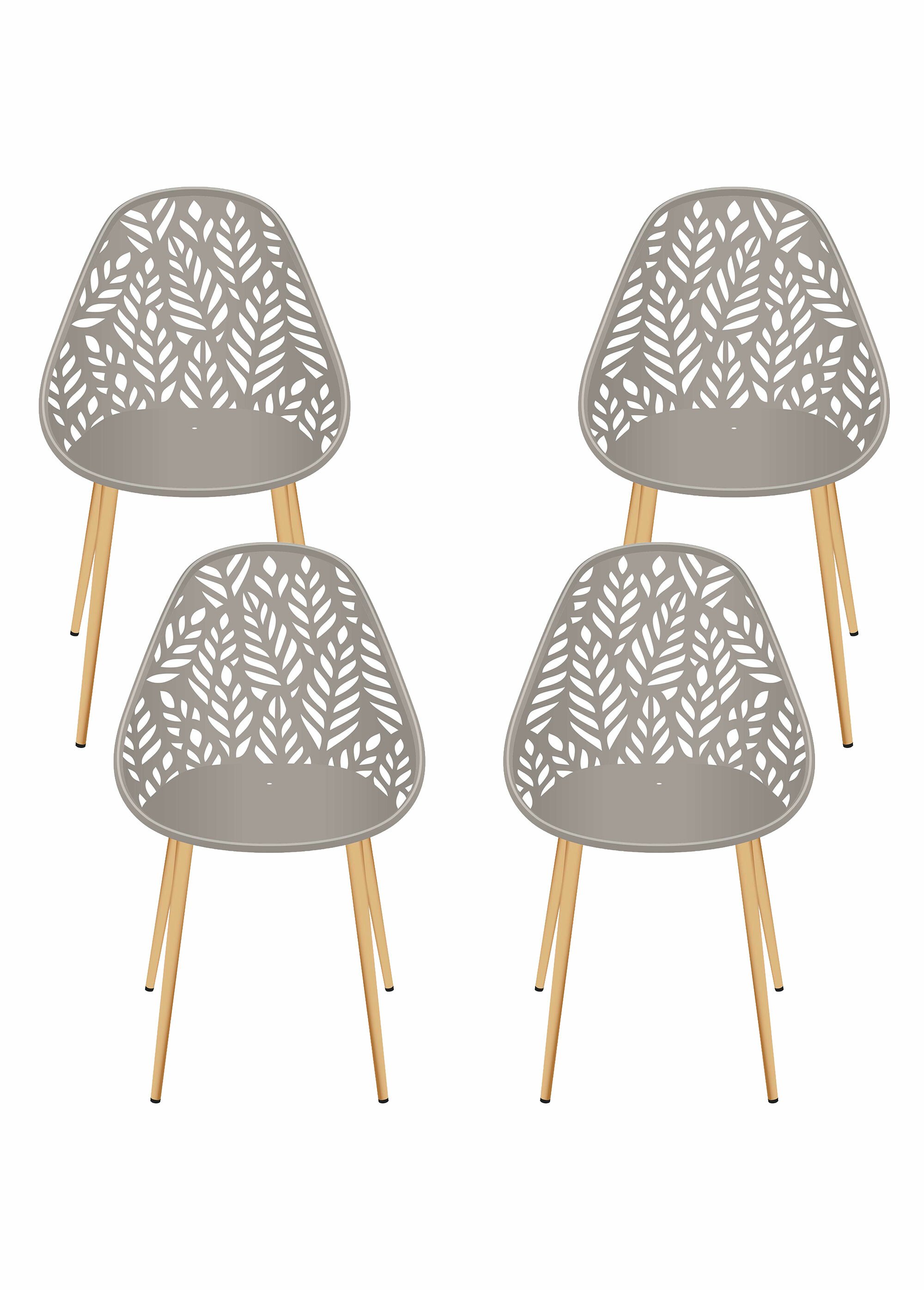 Chaise d'extérieur dossier feuilles MARRON CMP-HDO0332 FA1