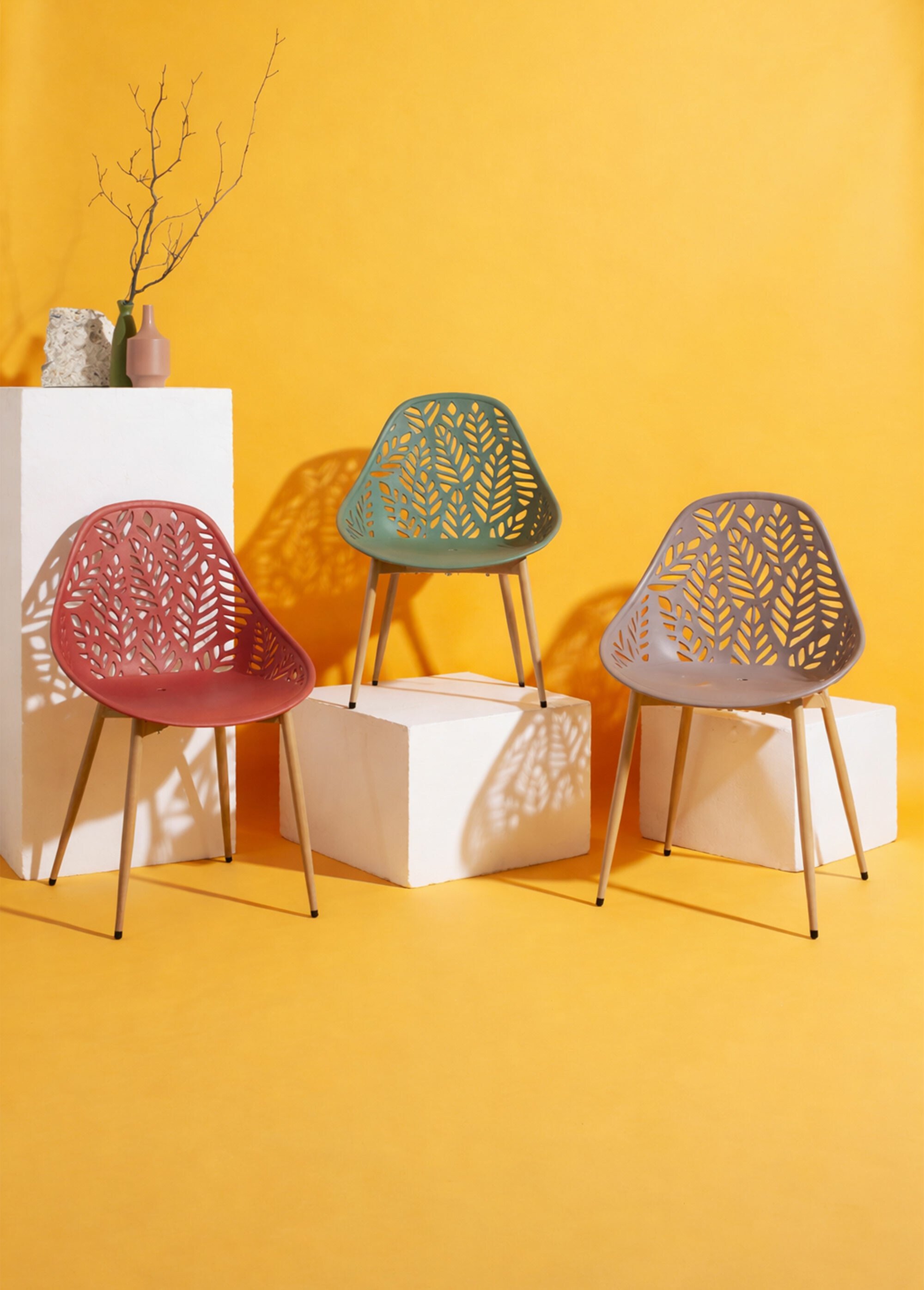 Chaise d'extérieur dossier feuilles VERT CMP-HDO0332 SI1