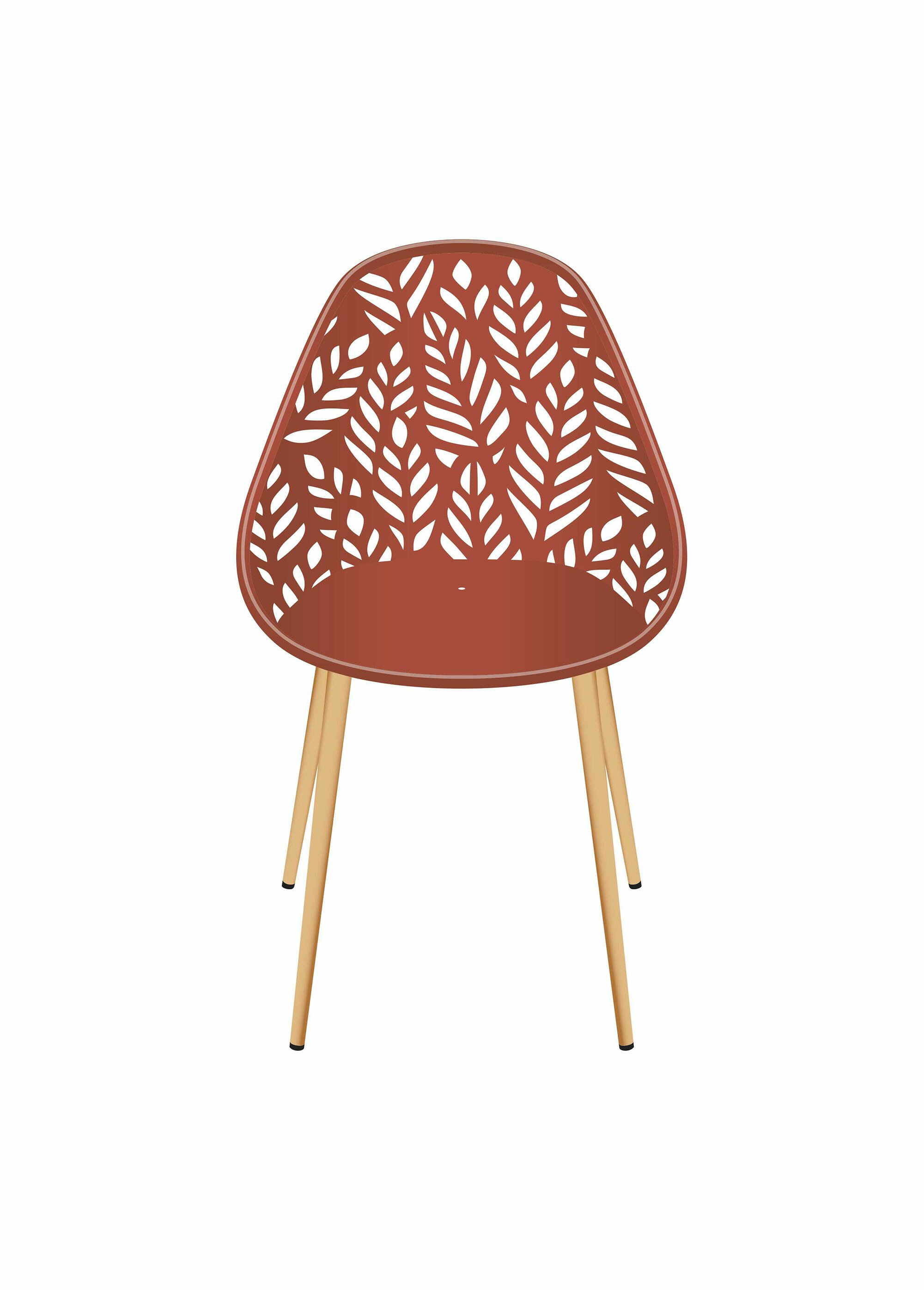 Chaise d'extérieur dossier feuilles ORANGE CMP-HDO0332 DE1