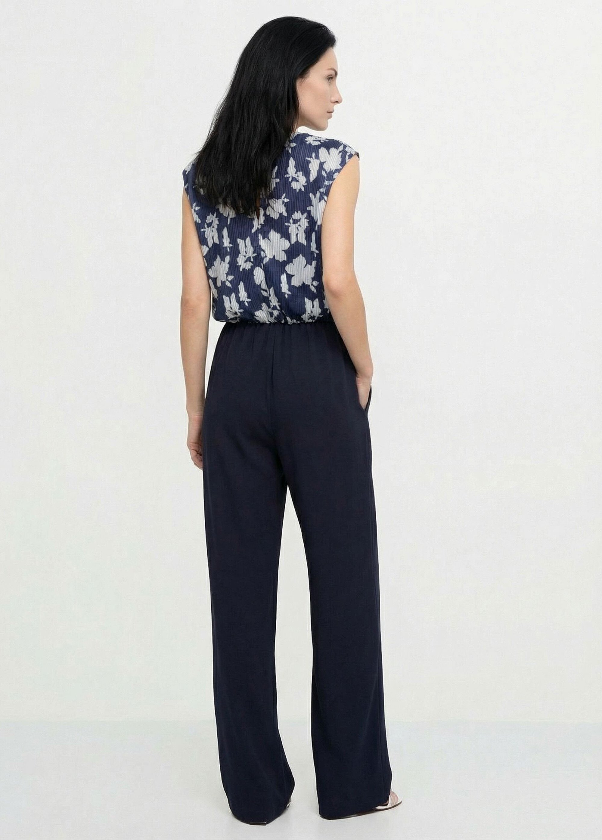 Combinaison-pantalon manches courtes bi-matière