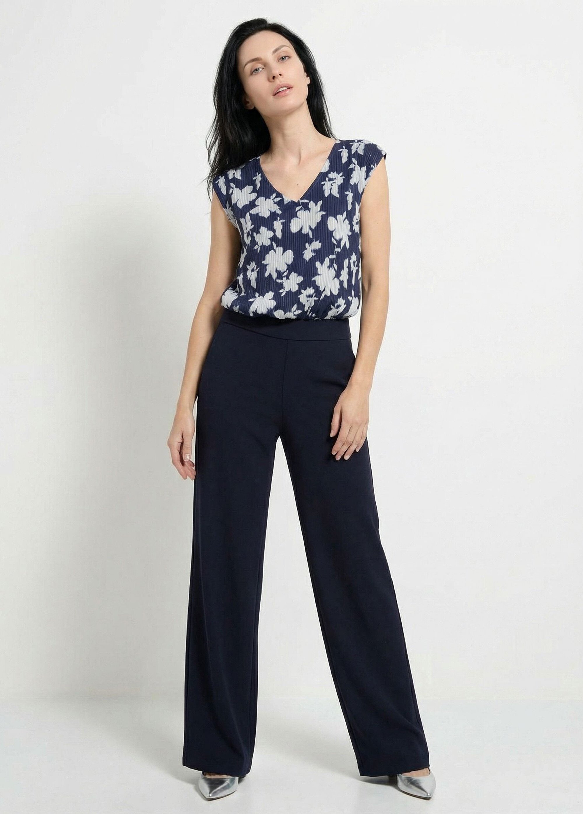 Combinaison-pantalon manches courtes bi-matière Femme Bleu ELAROSE FA1