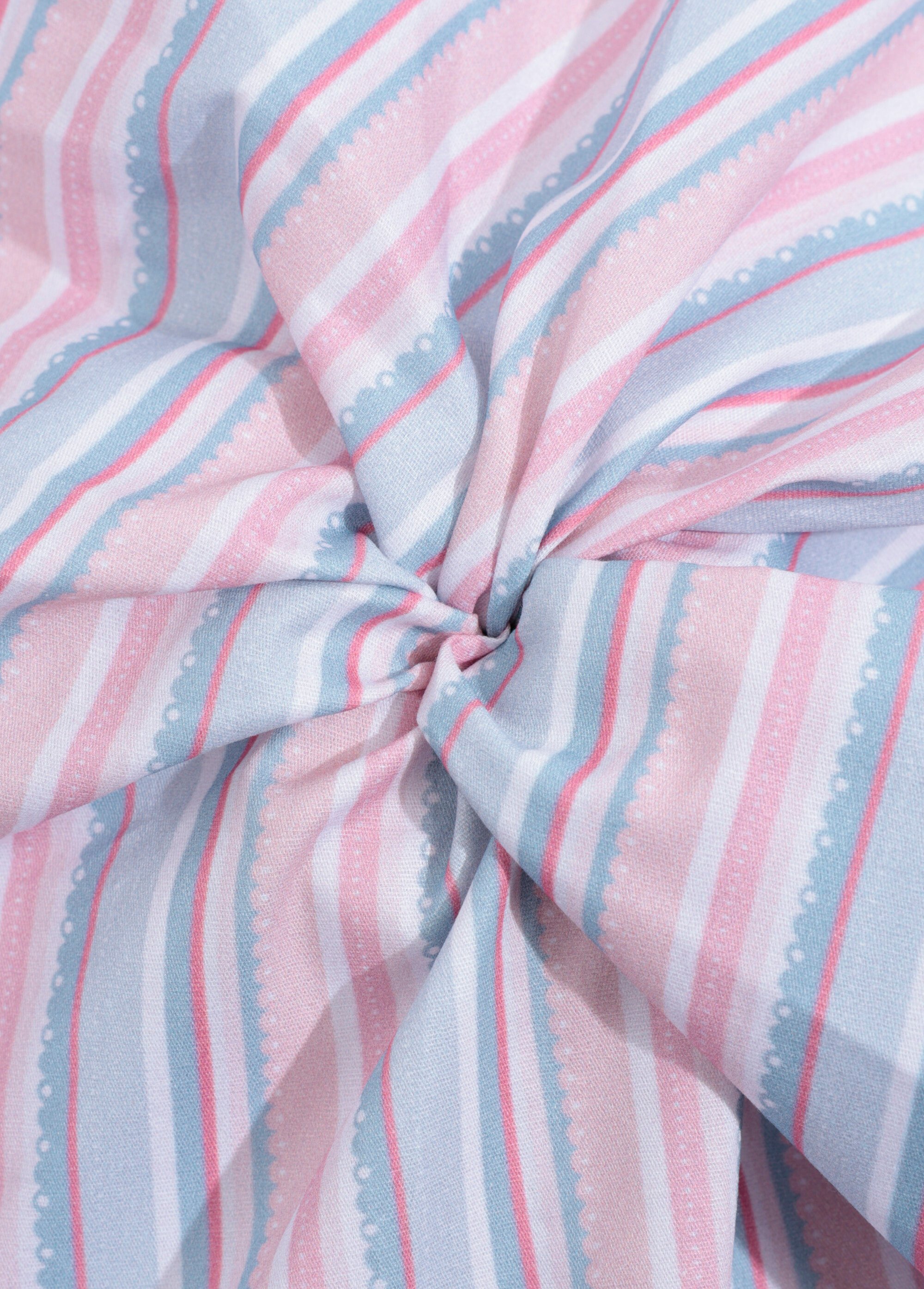 Coupon tissu ameublement rayé 5B BLEU COT144589 FA1