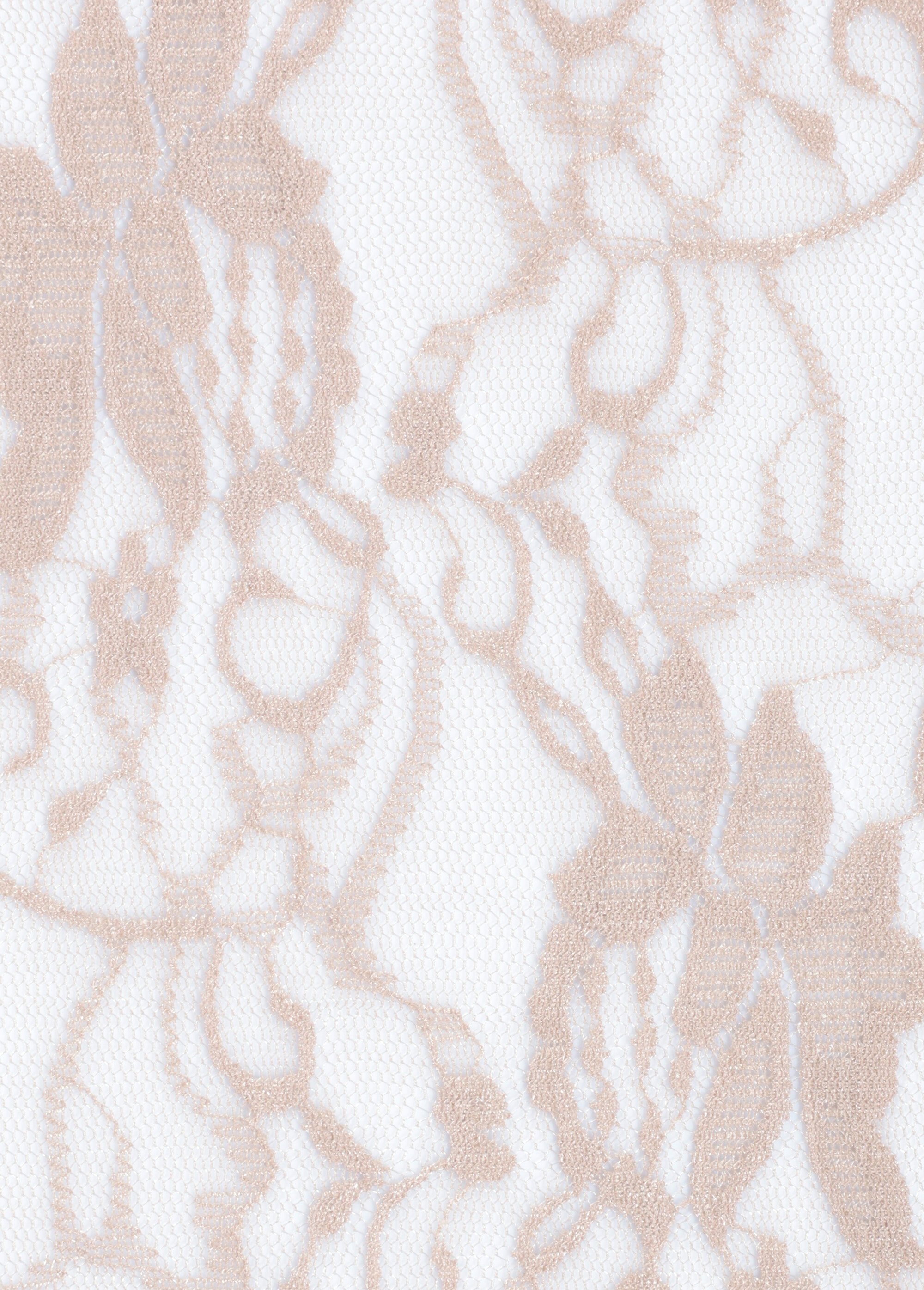 Coupon tissu broderie fleurs et tulle 2B BEIGE COT146844 DE2