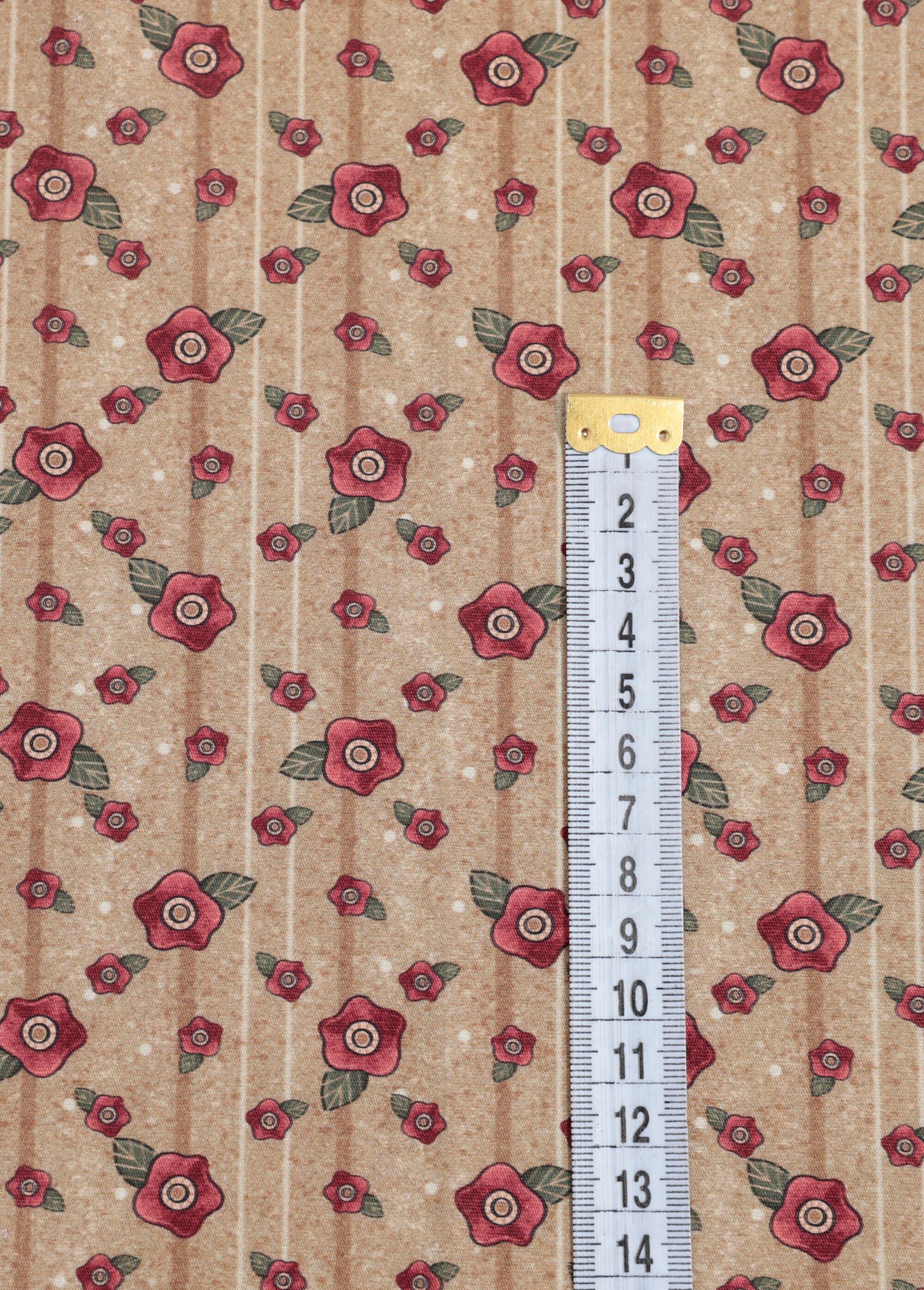 Coupon tissu motif fleuri 3R ROUGE COT137013 DE1