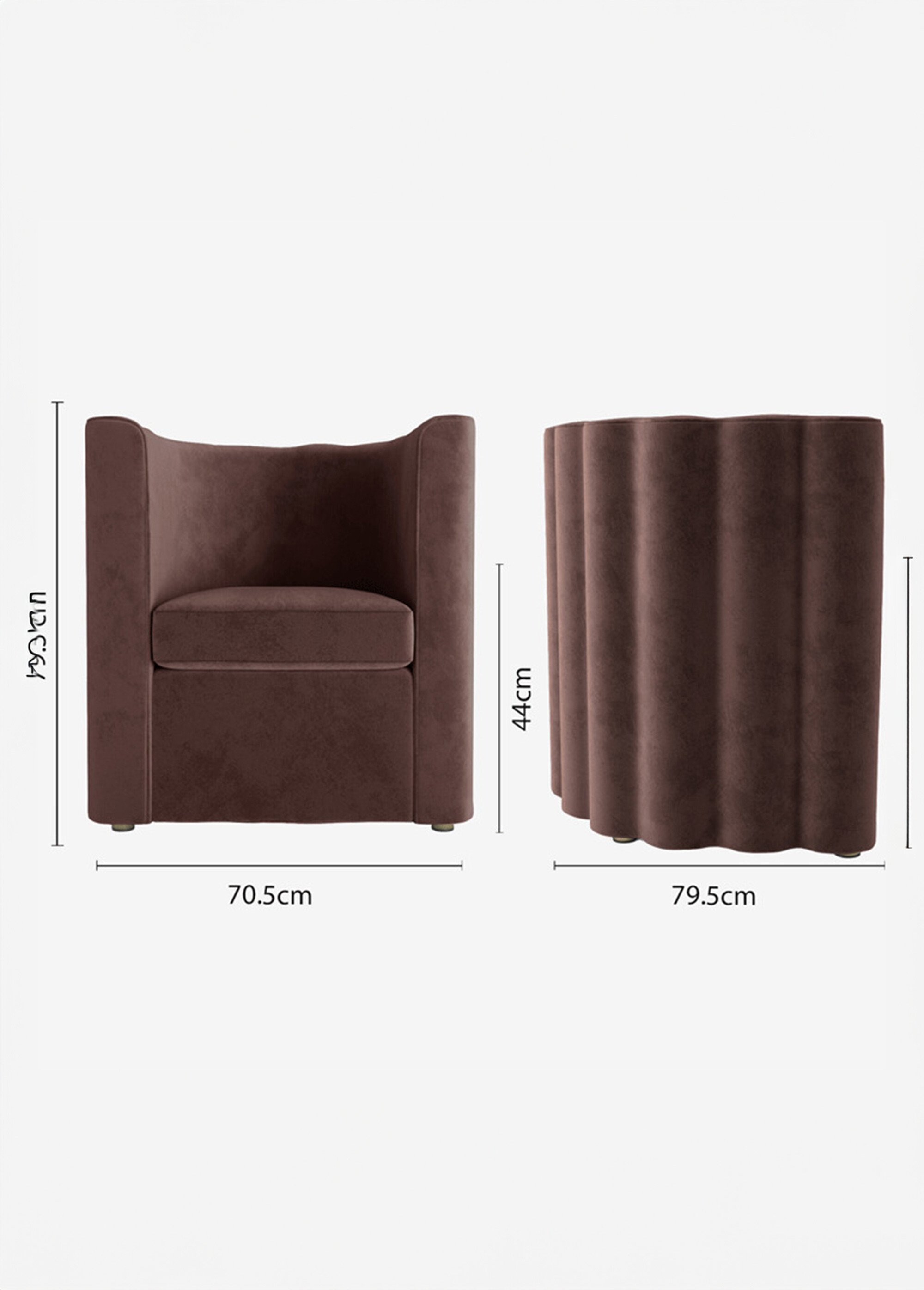 Fauteuil style design en velours MARRON POT-FRIDA DE1