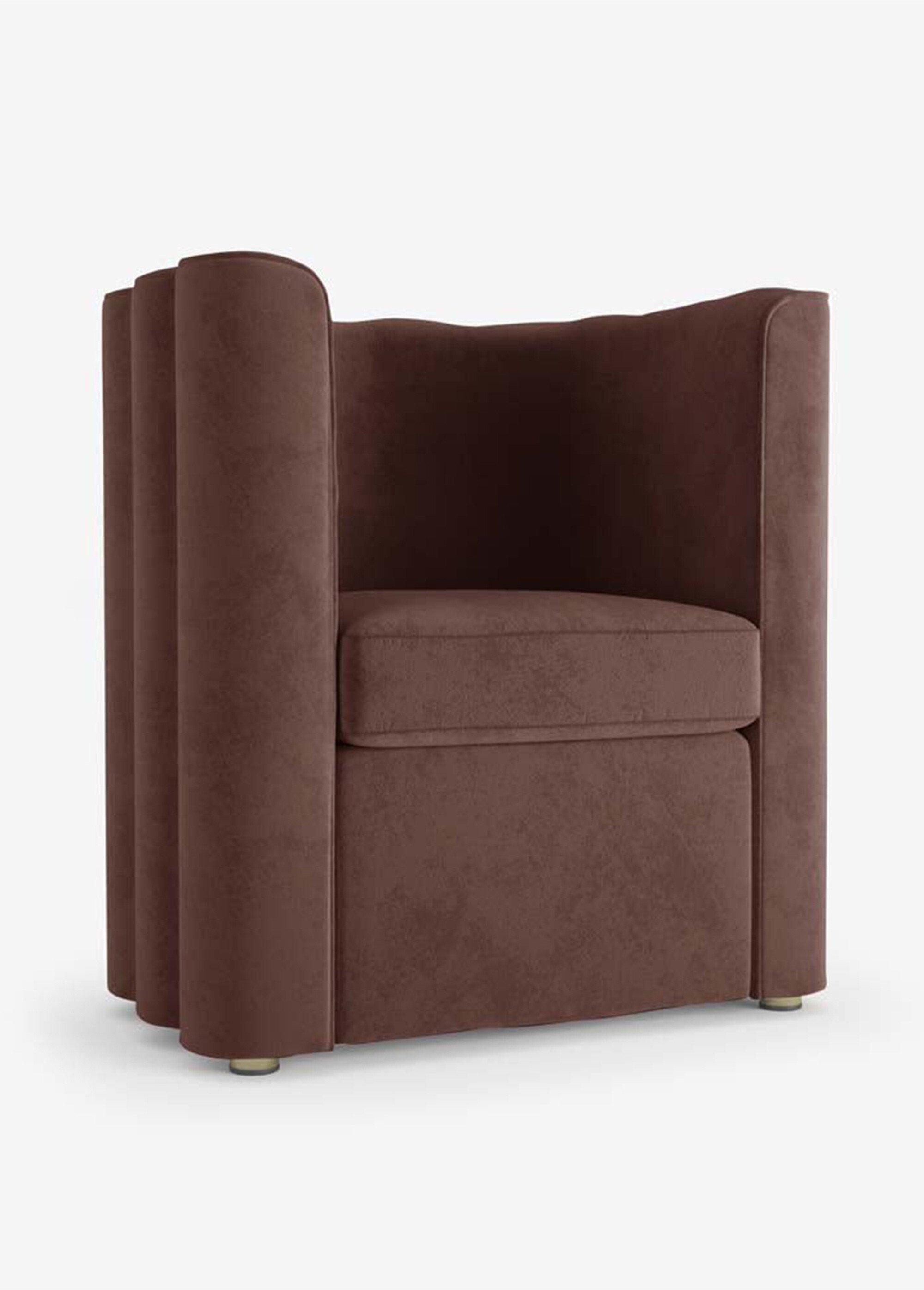 Fauteuil style design en velours MARRON POT-FRIDA FA1