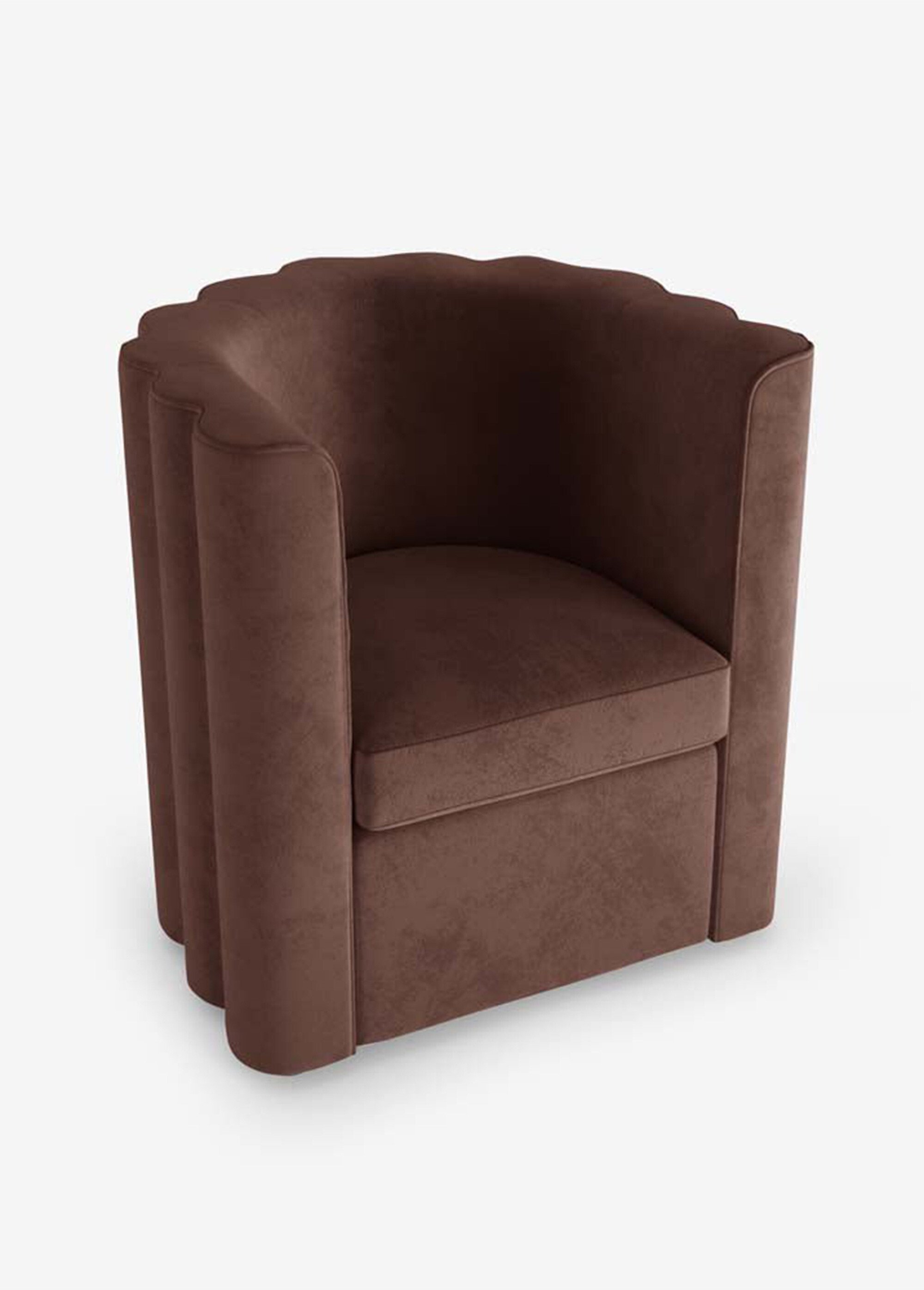 Fauteuil style design en velours MARRON POT-FRIDA OV1