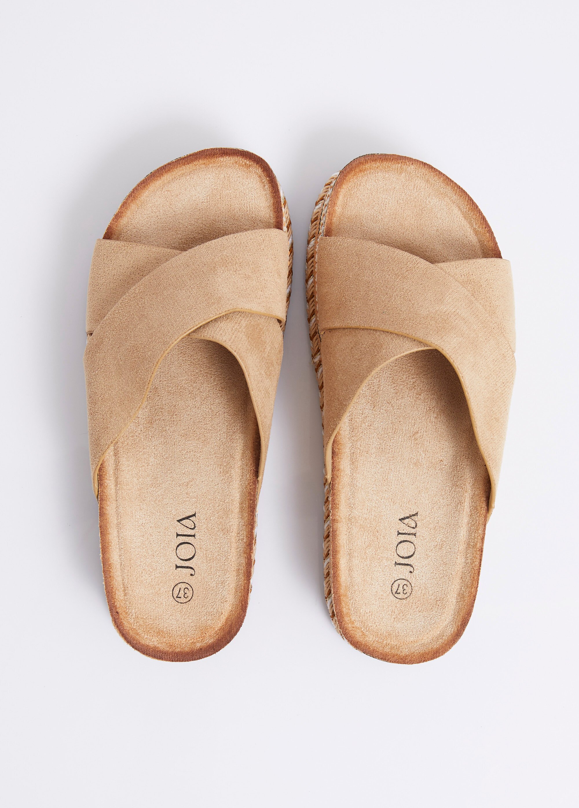 Mules brides croisées semelle plateforme Femme Beige JOIH8-1230C OV1