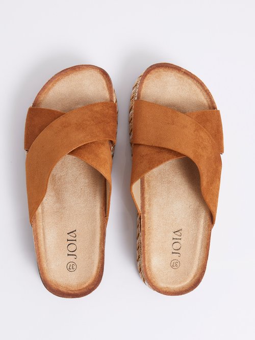 Mules brides croisées semelle plateforme Femme Marron JOIH8-1230C OV1