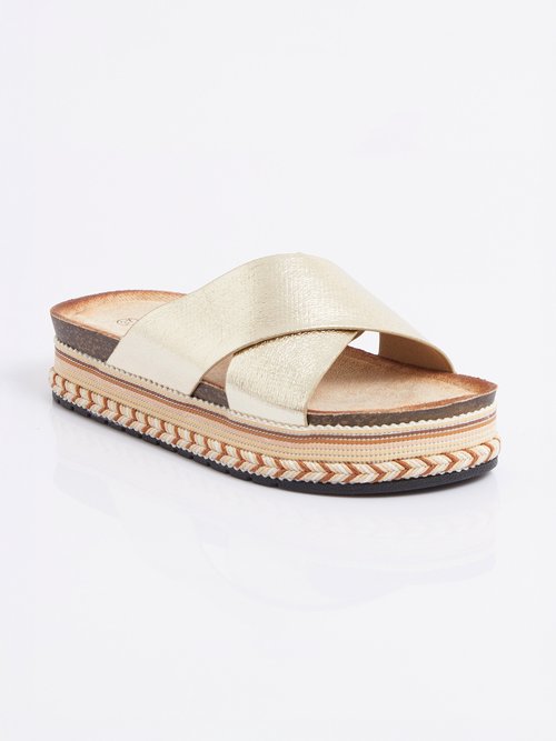 Mules brides croisées semelle plateforme Femme Doré JOIH8-1230C FA1