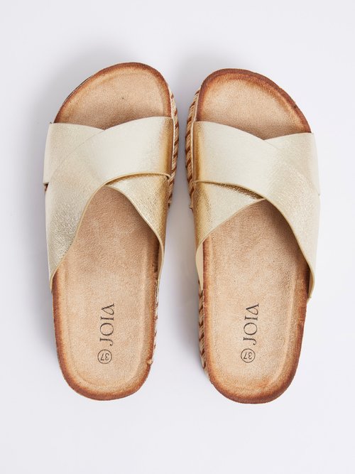 Mules brides croisées semelle plateforme Femme Doré JOIH8-1230C OV1