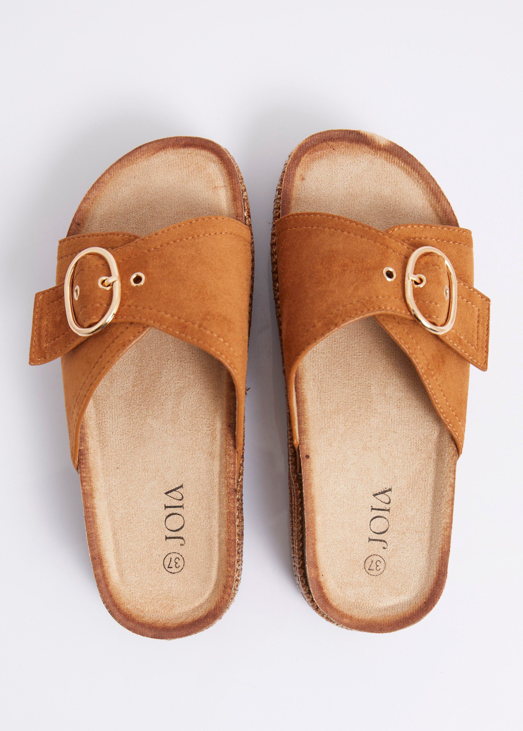 Mules suédine à boucle, semelle plateforme Femme Marron JOIH8-1227C OV1