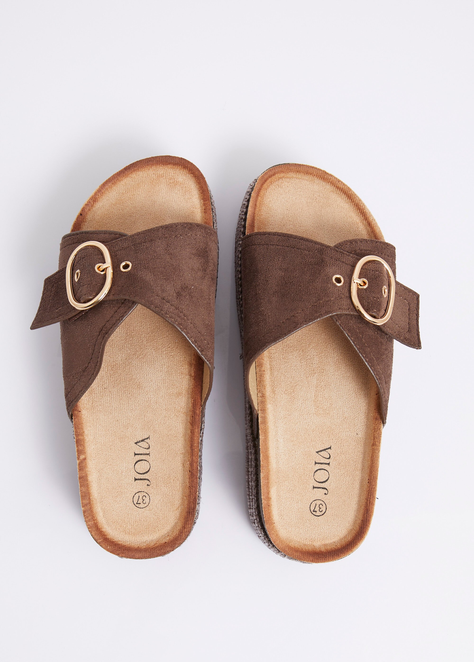 Mules suédine à boucle, semelle plateforme Femme Marron JOIH8-1227C OV1