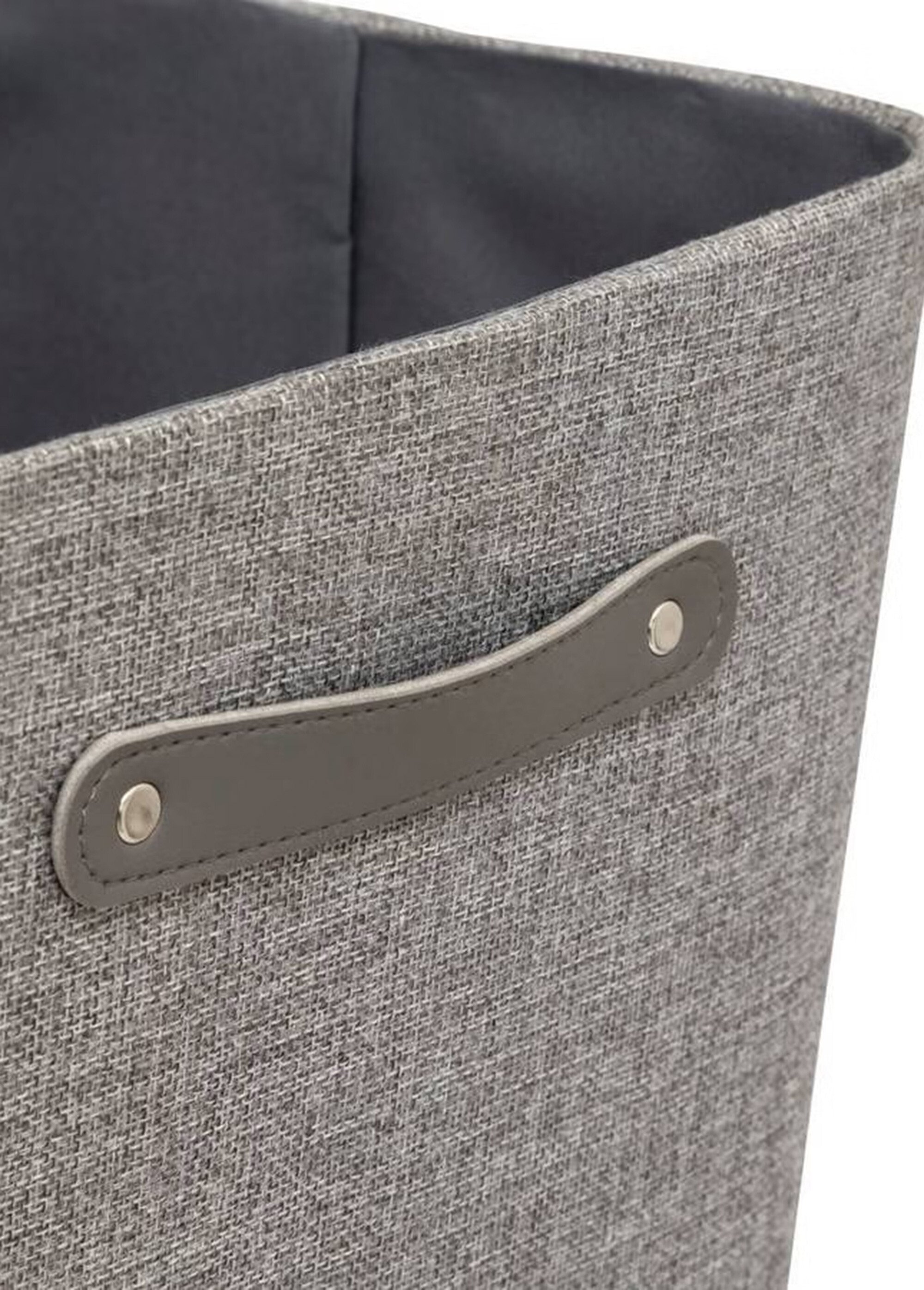 Panier rangement tissu, poignée métal Gris JJA-209350C DE1