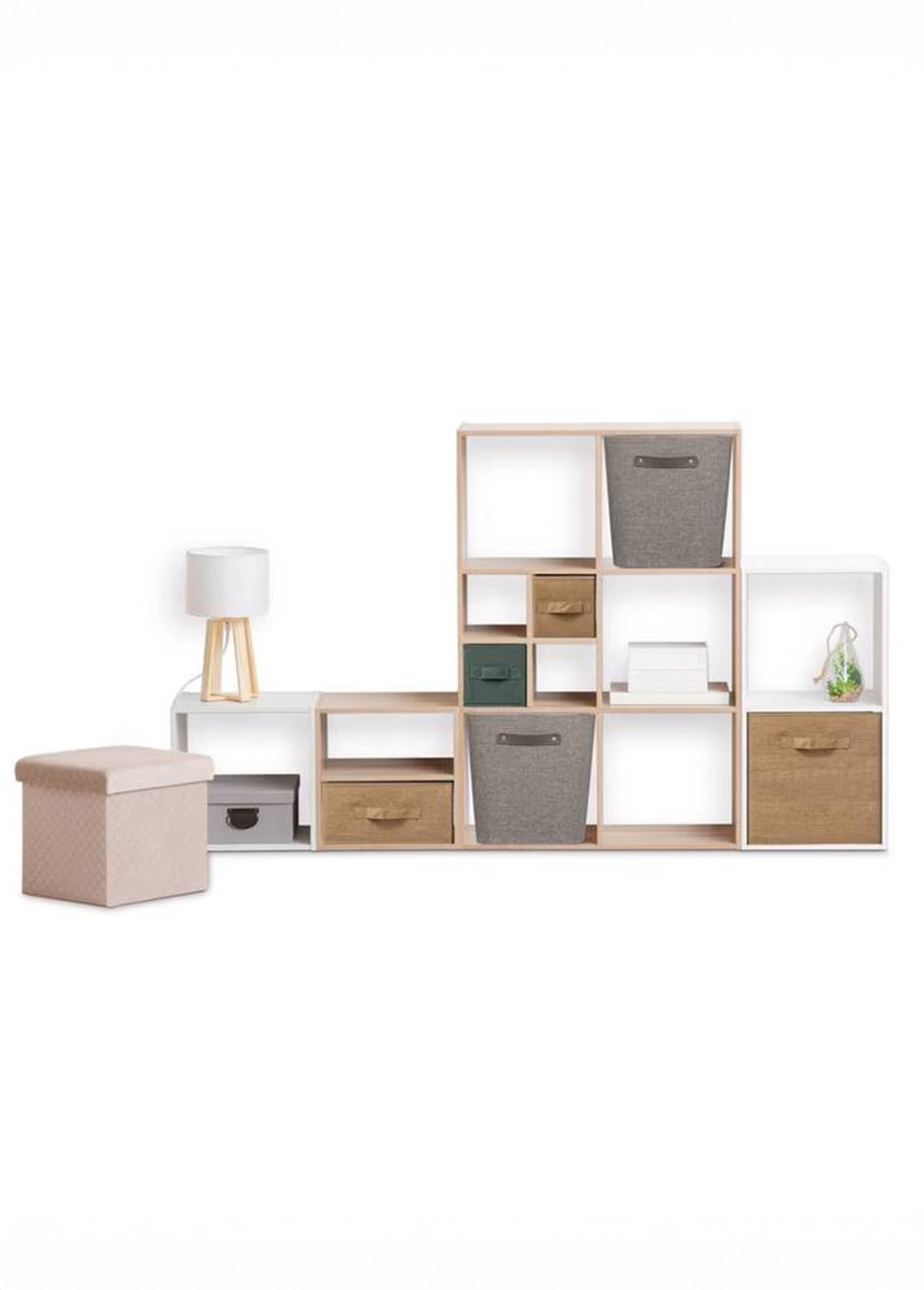 Panier rangement tissu, poignée métal Gris JJA-209350C SI1