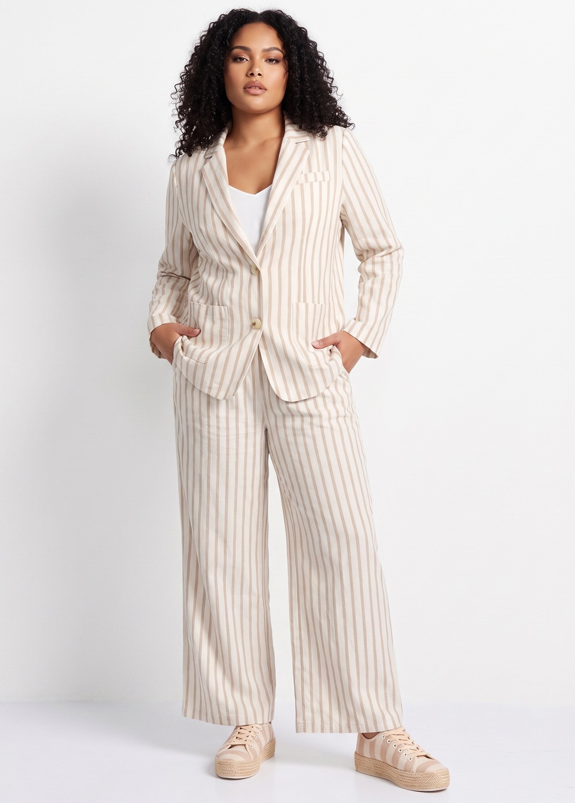 Pantalon large, rayures  métallisées