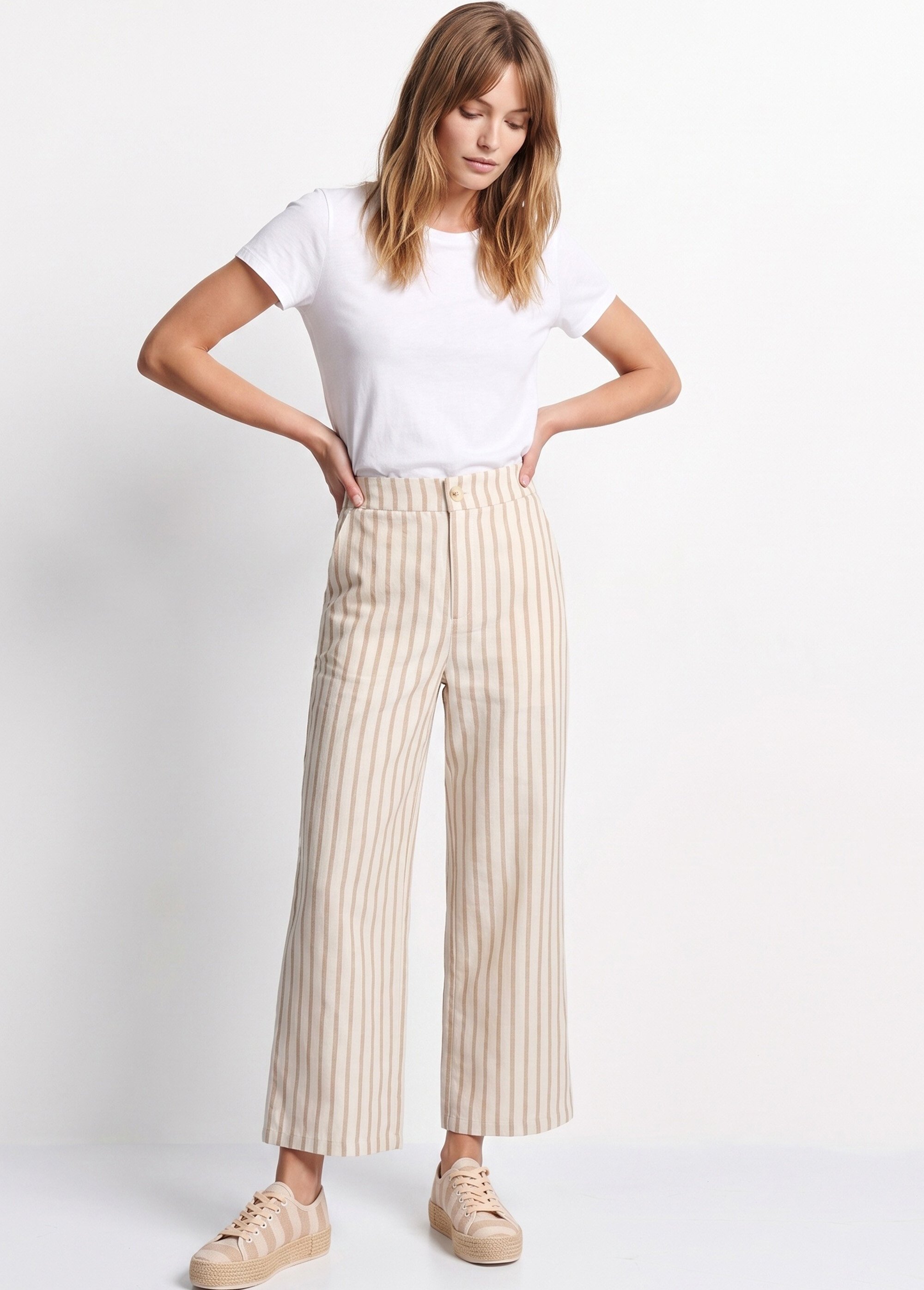 Pantalon large, rayures  métallisées
