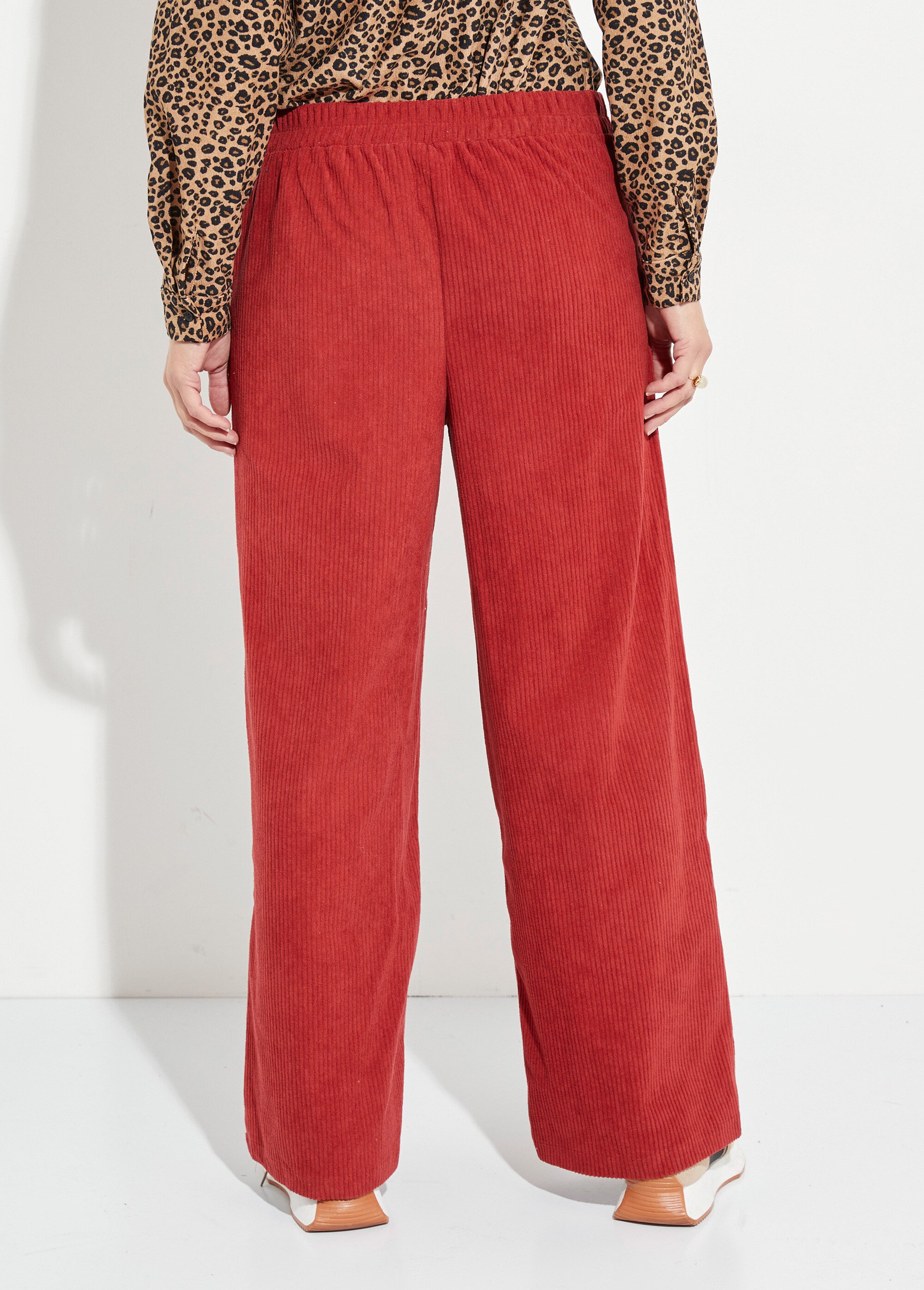 Pantalon large, velours grosses cotes Femme Rouge TM-CORDEL DO1