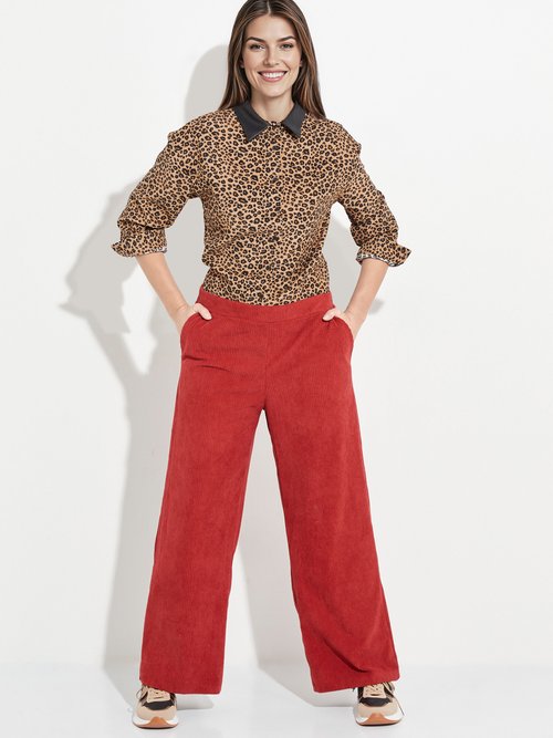 Pantalon large, velours grosses cotes Femme Rouge TM-CORDEL SF1