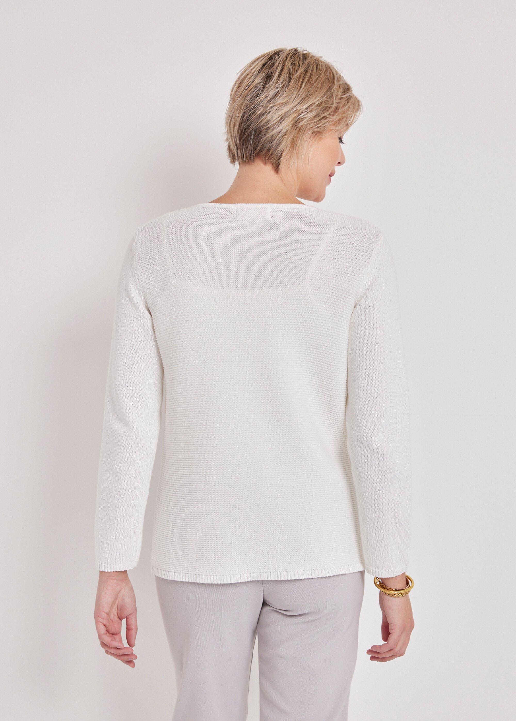 Pull manches longues mailles fantaisie