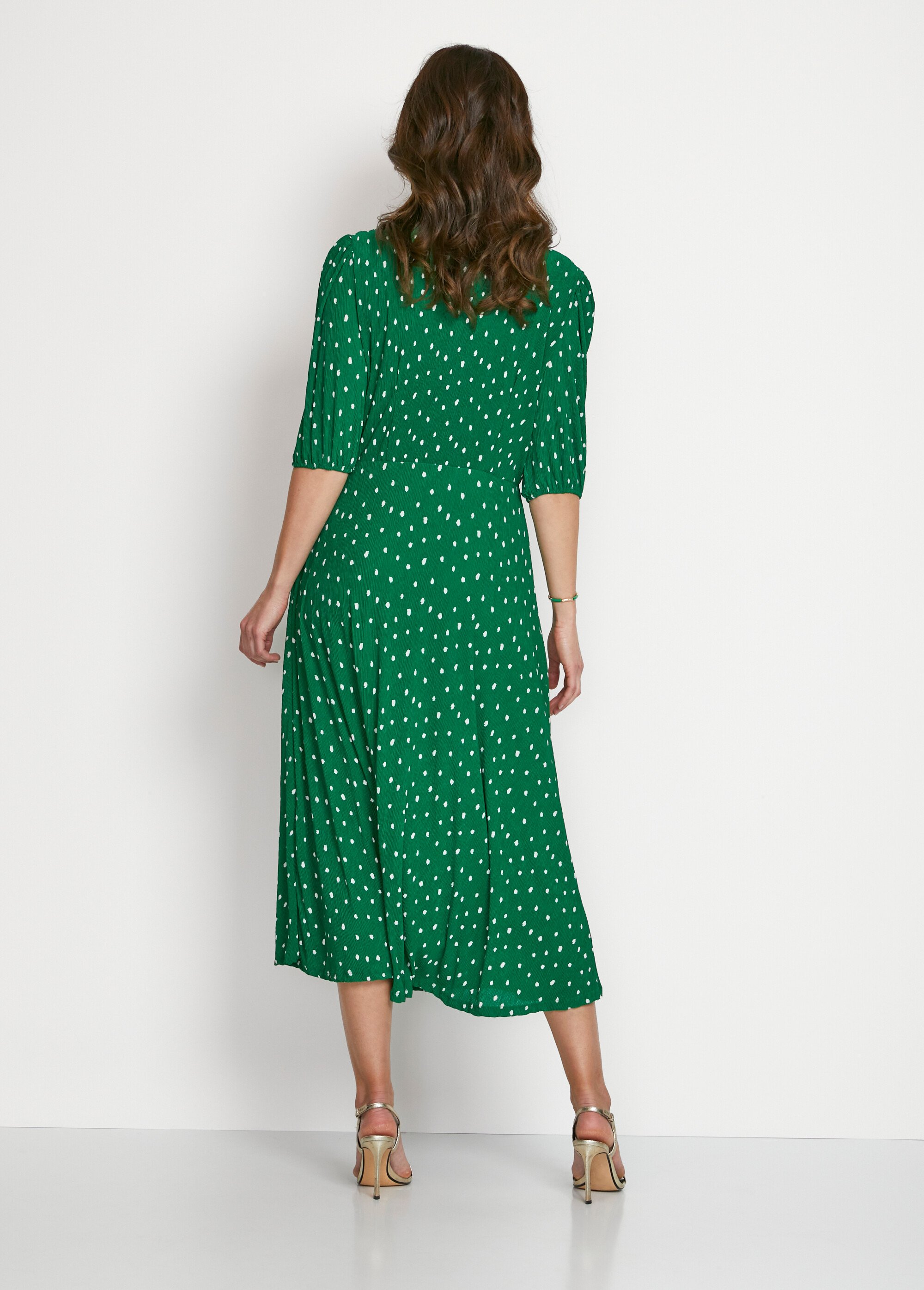 Robe mi longue cache-coeur pois