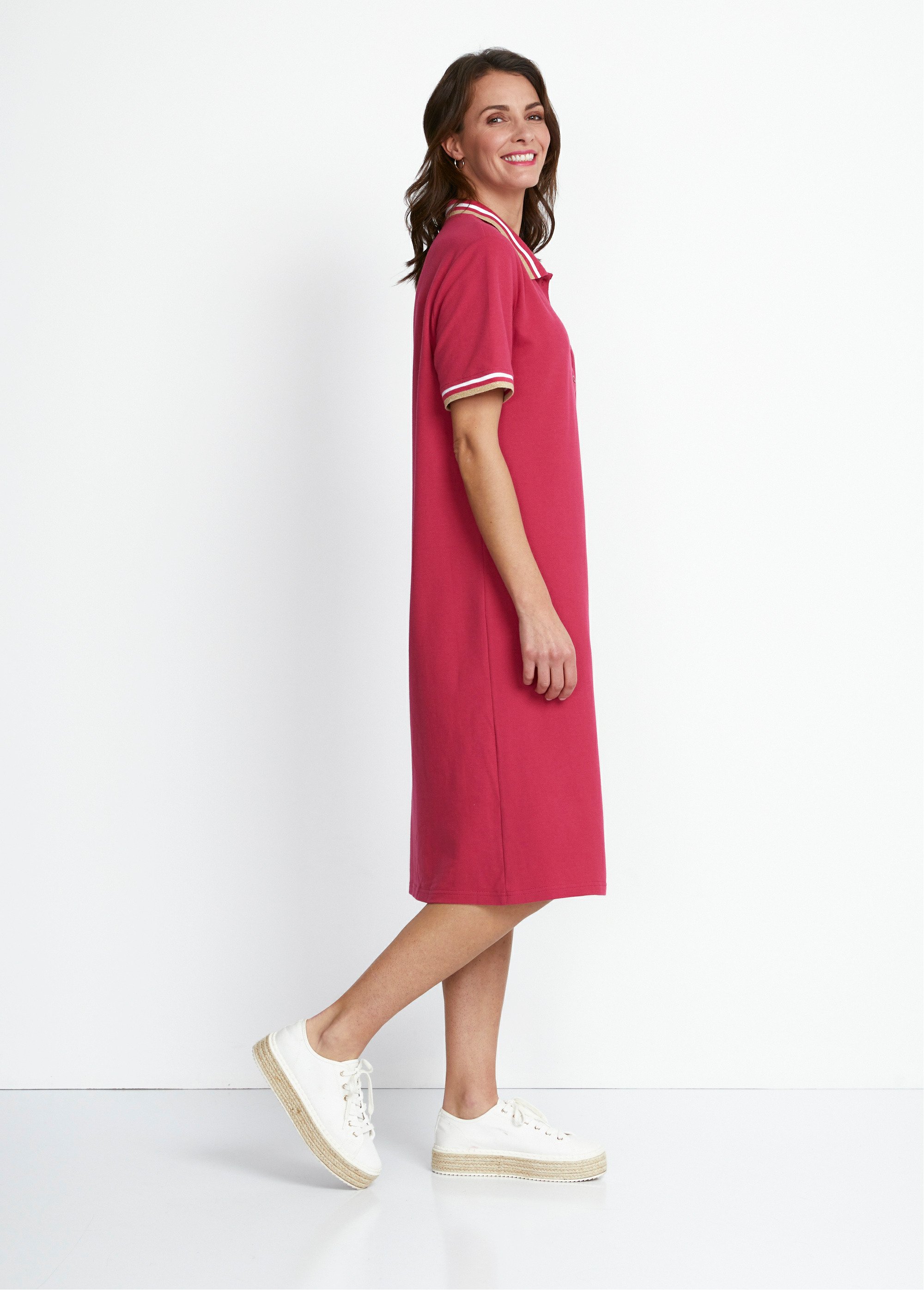 Robe col polo maille piquée Femme Rose ELIOTE DR1