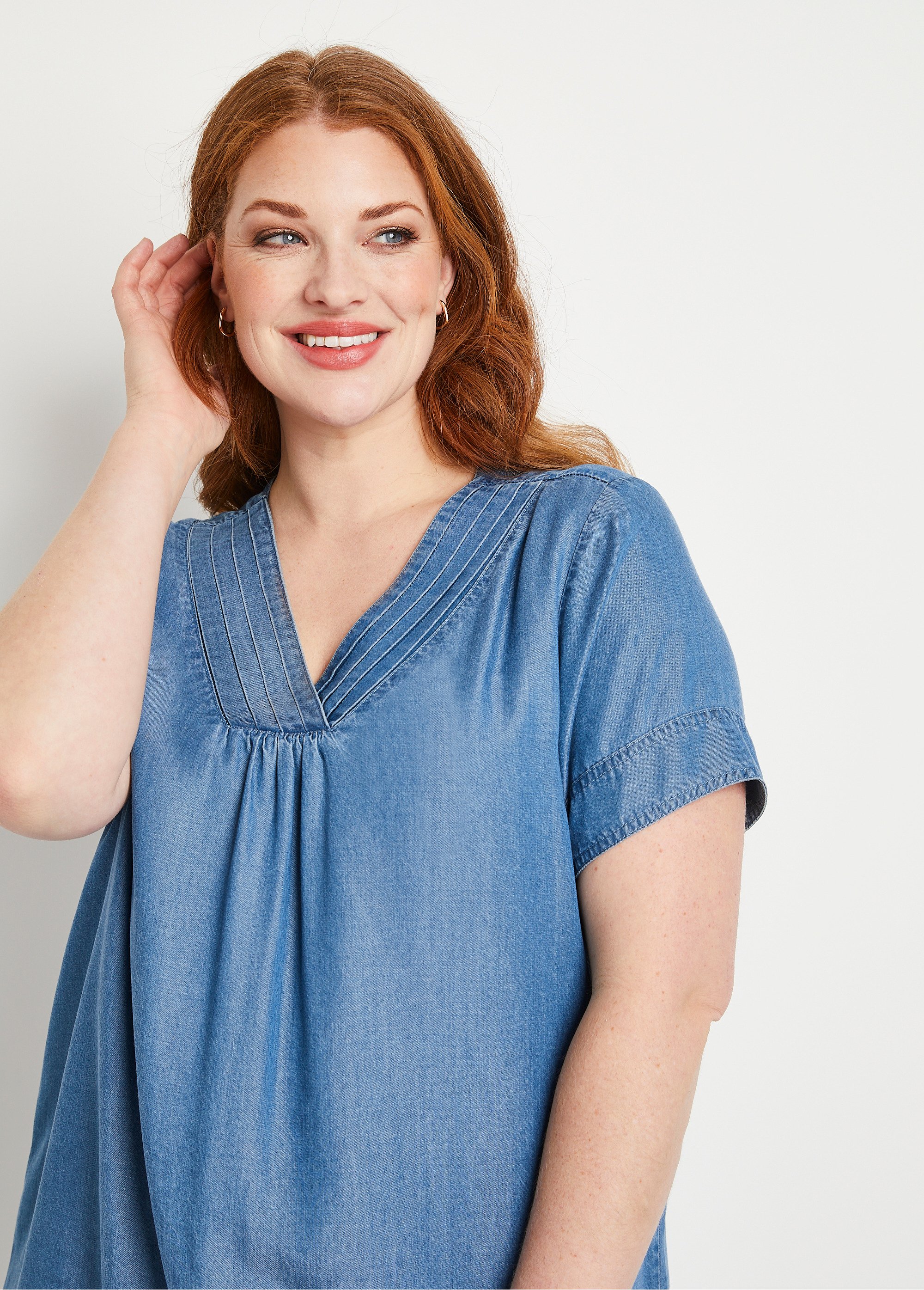 Robe courte droite tissu lyocell