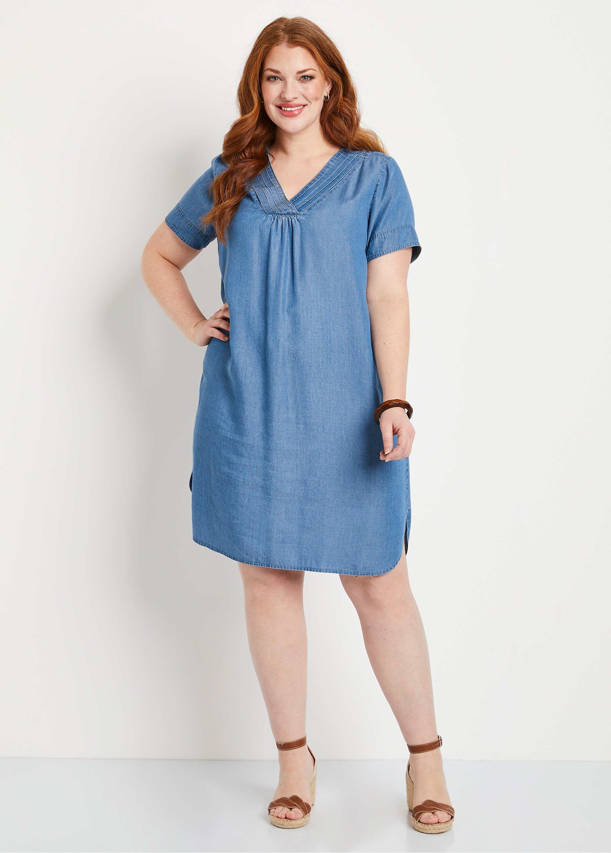 Robe courte droite tissu lyocell