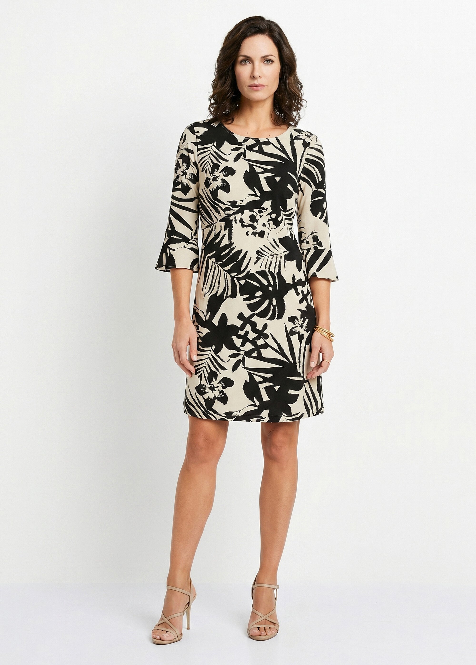 Robe droite courte fleurie fluide Femme Noir EPINAL FA1