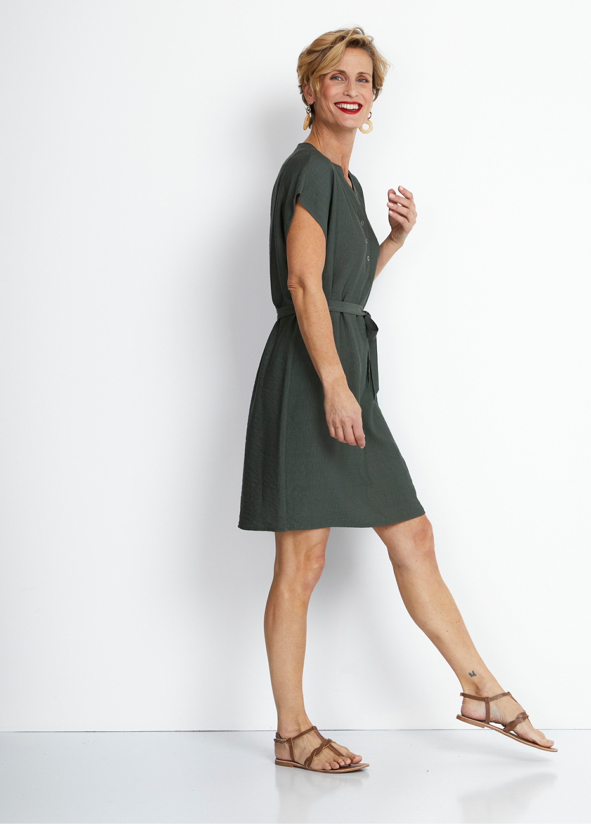 Robe-housse courte manches kimono Femme Vert ECAUVILLE DR1