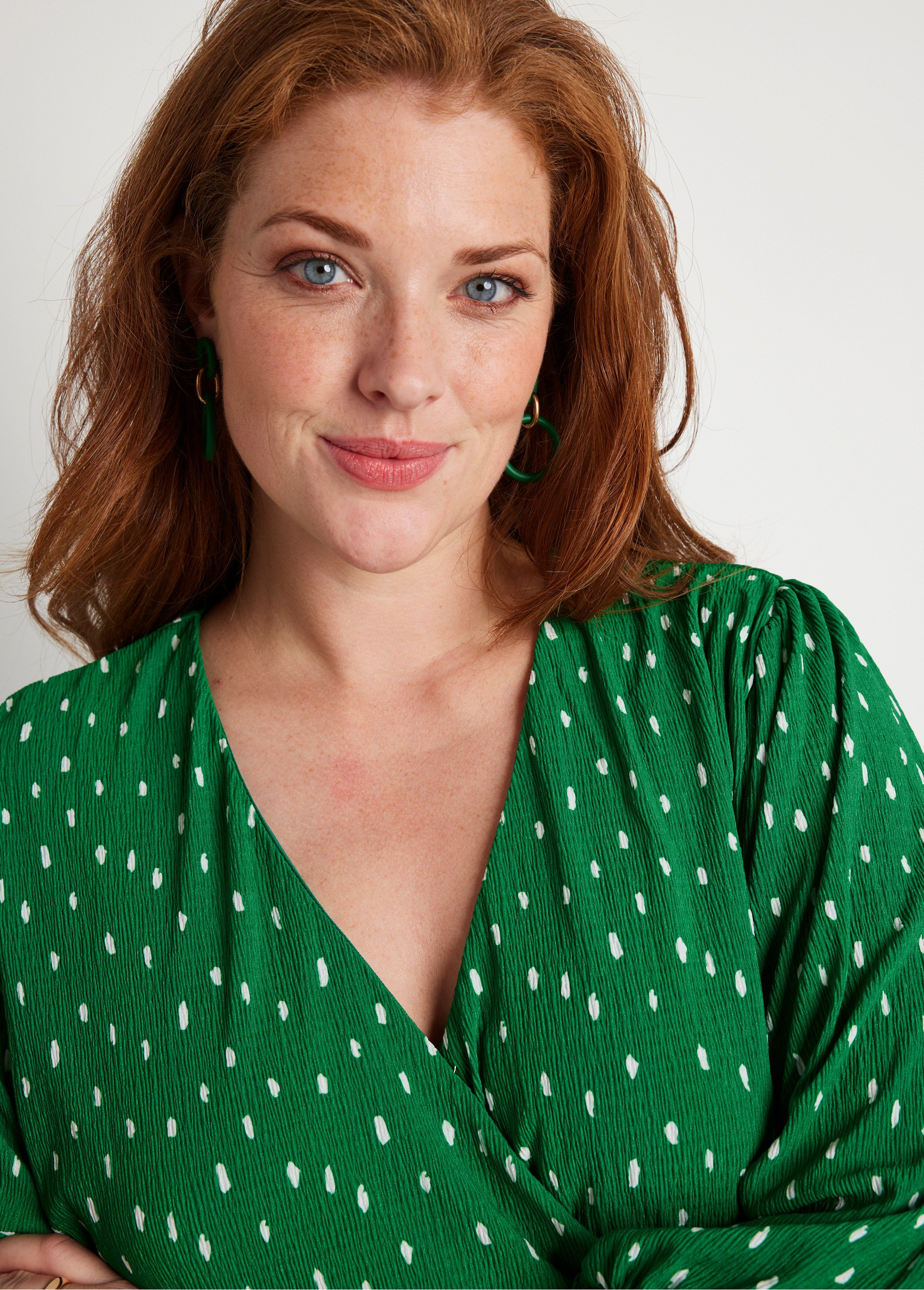 Robe mi longue cache-coeur pois