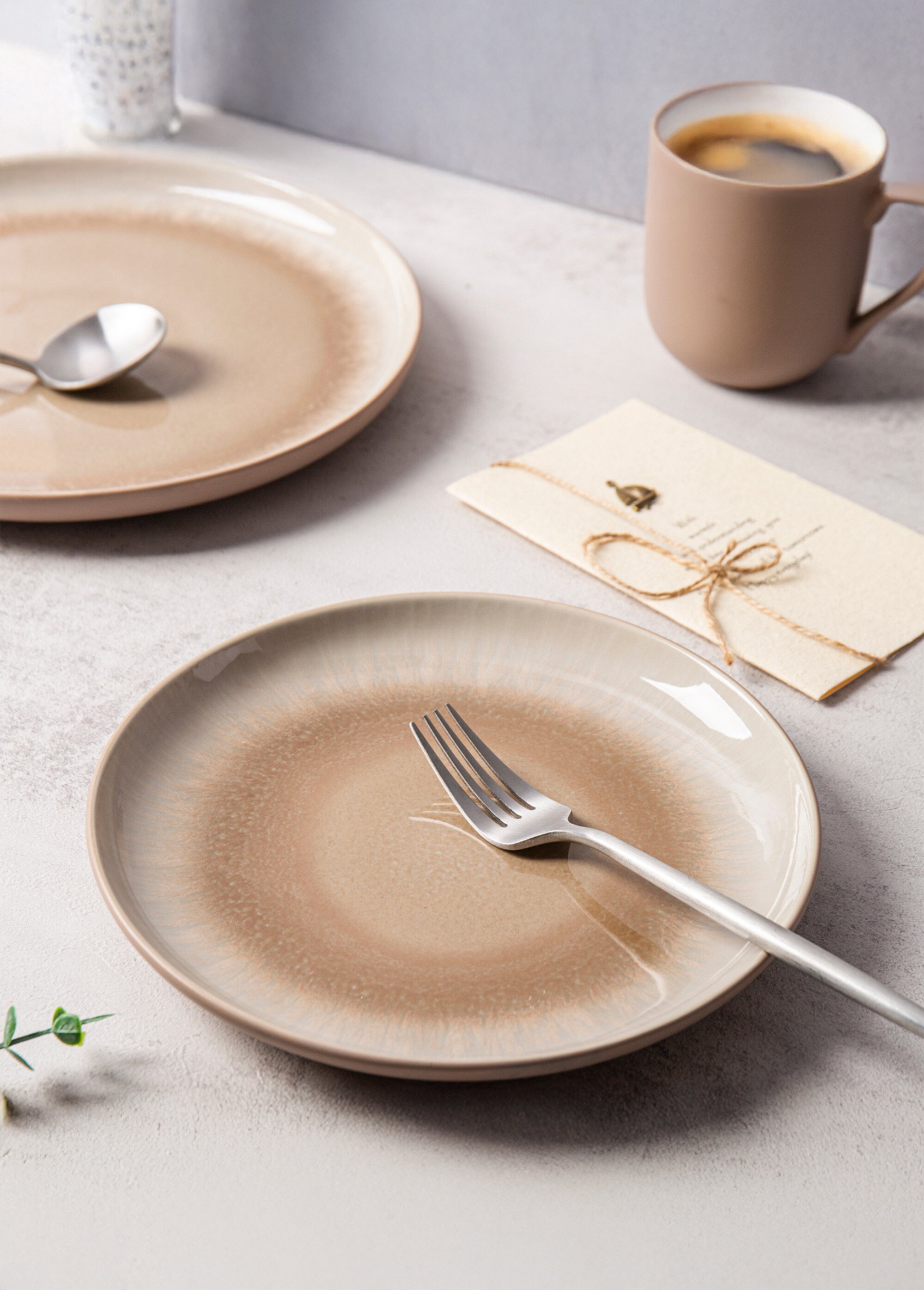 Service de table 12 pièces en grès, Iris 2 Marron 9210851 SF1