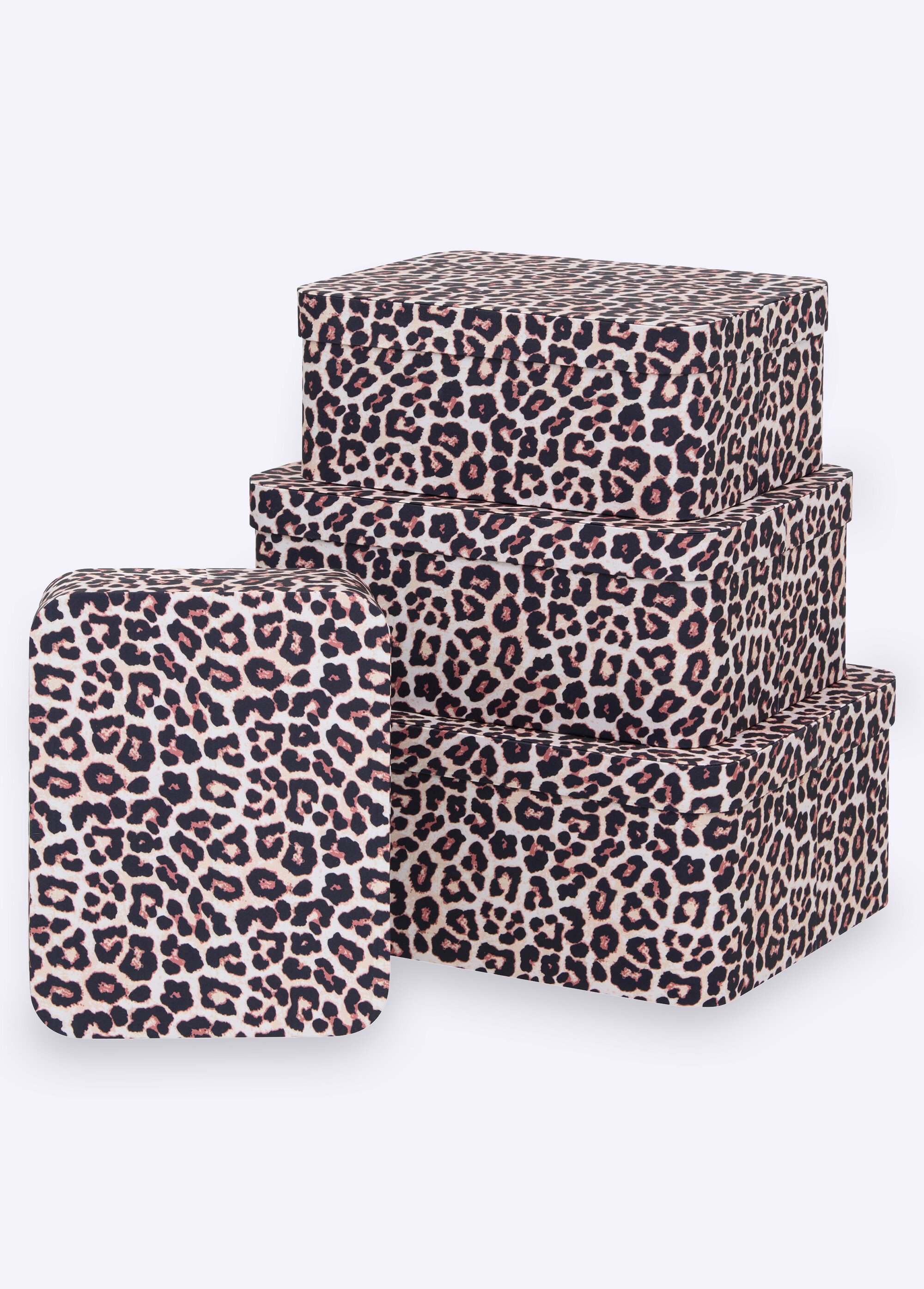 Set 4 boites assorties carton, Léopard Marron JJA-212715 FA1