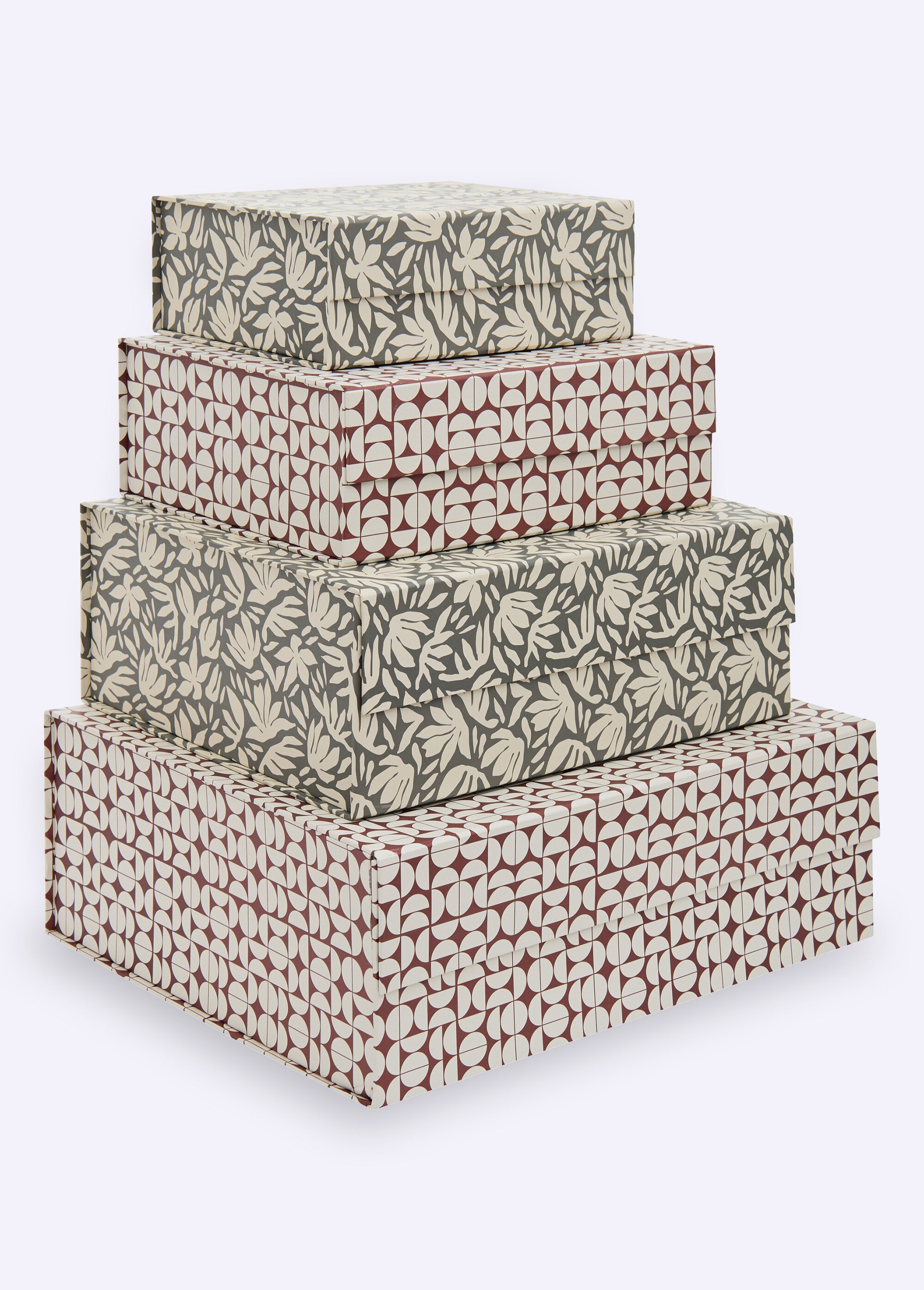 Set 4 boites assorties en carton, Fleurs