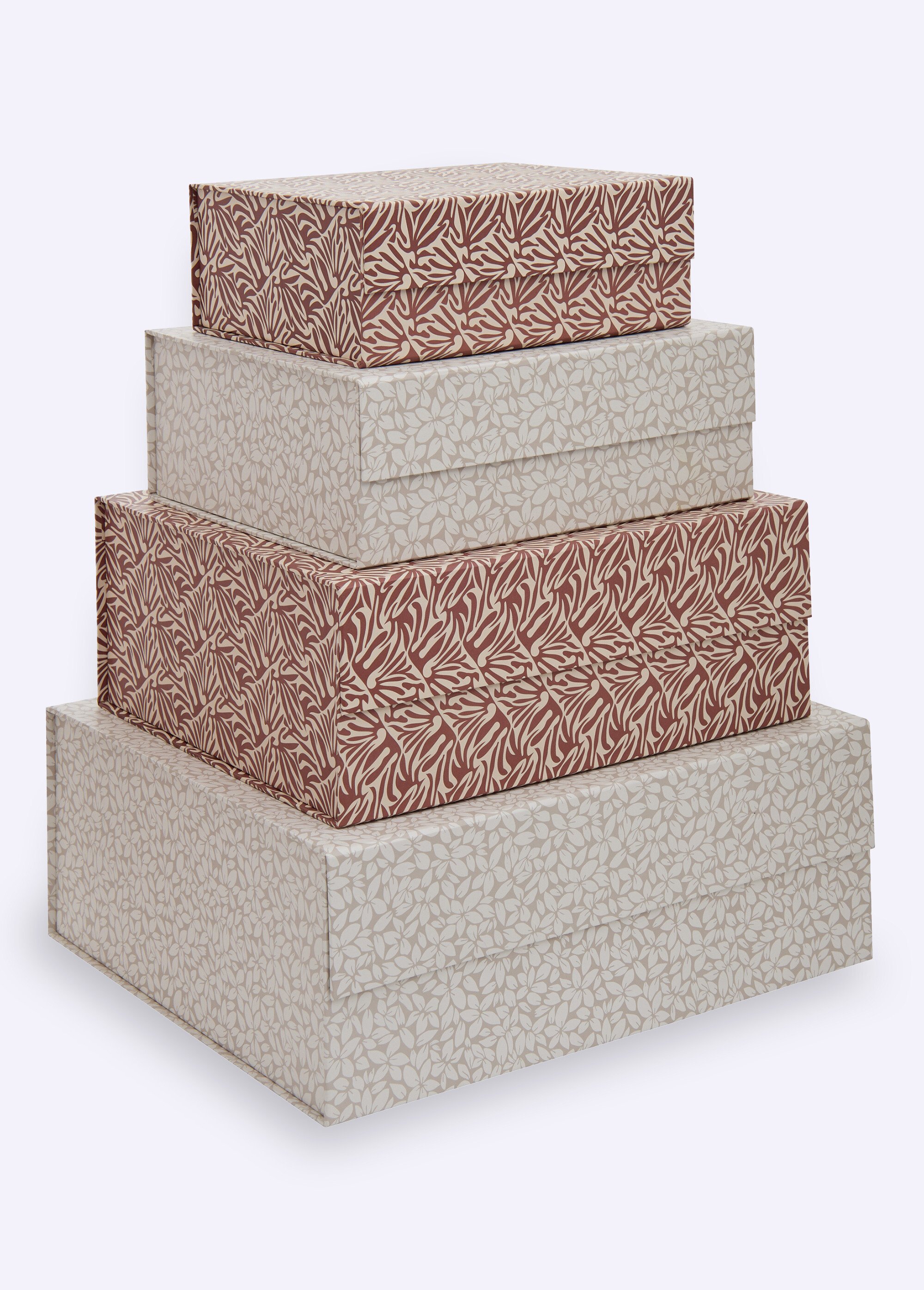 Set 4 boites assorties en carton, Fleurs