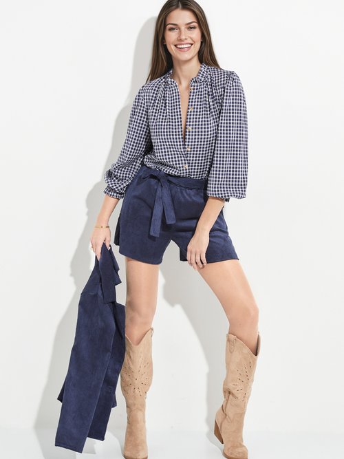 Short en velours à grosses cotes Femme Bleu TM-SIFA MV1